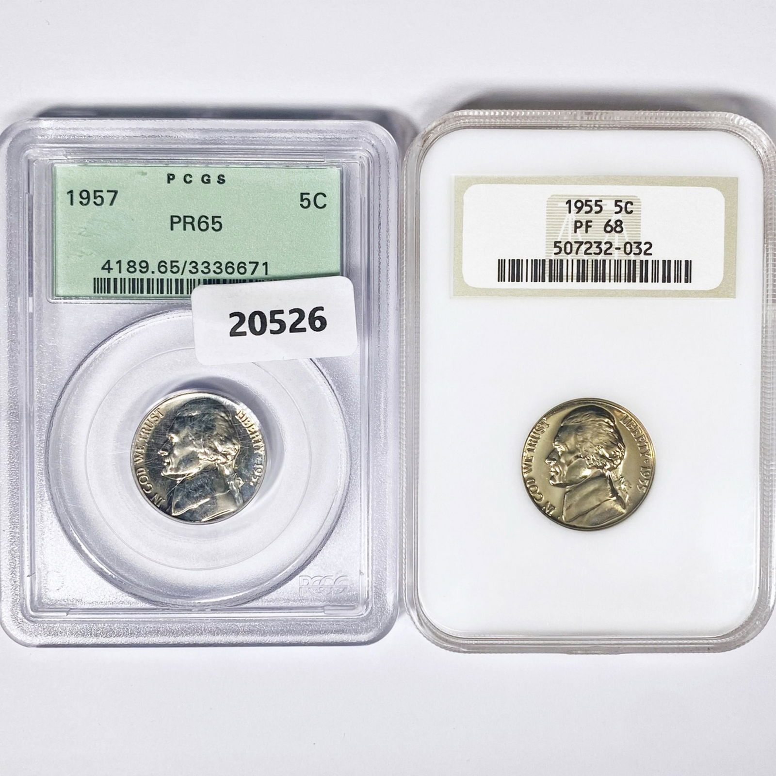 1955, 1957 Set (2) Jefferson Nickel PF, PR (1 of 2)