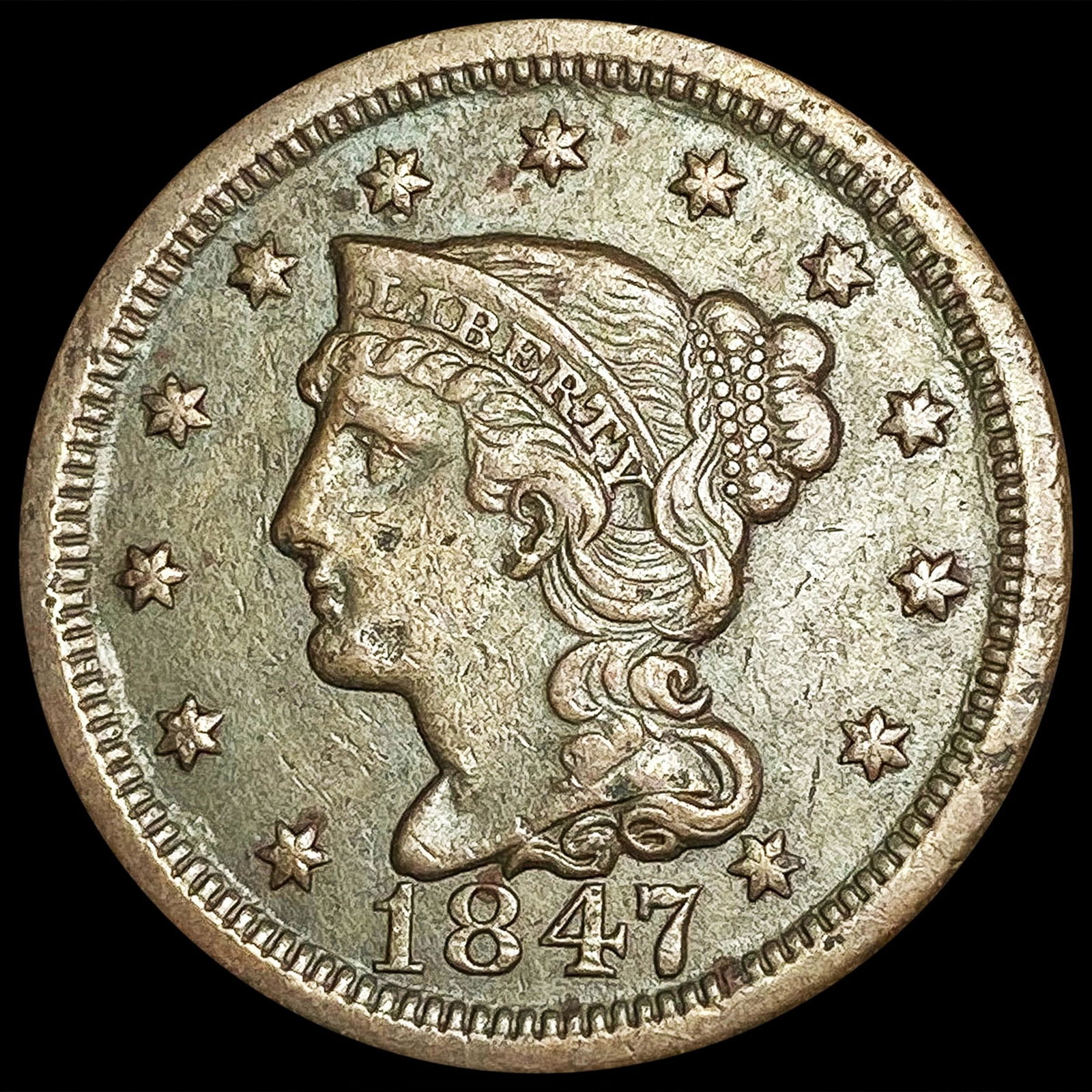 1847 Large Cent LIGHT CIRCULATED (1 of 2)