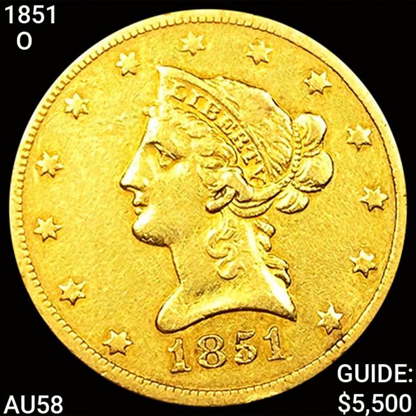 1851-O $10 Gold Eagle CHOICE AU (1 of 2)