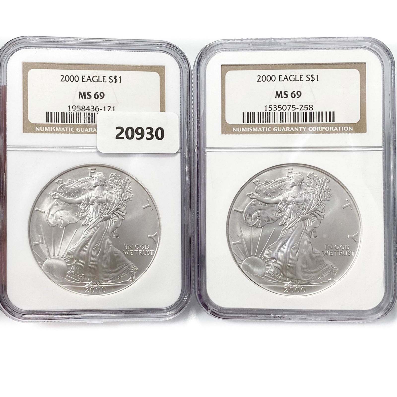 2000 Set (2) American Silver Eagles NGC MS69 (1 of 2)