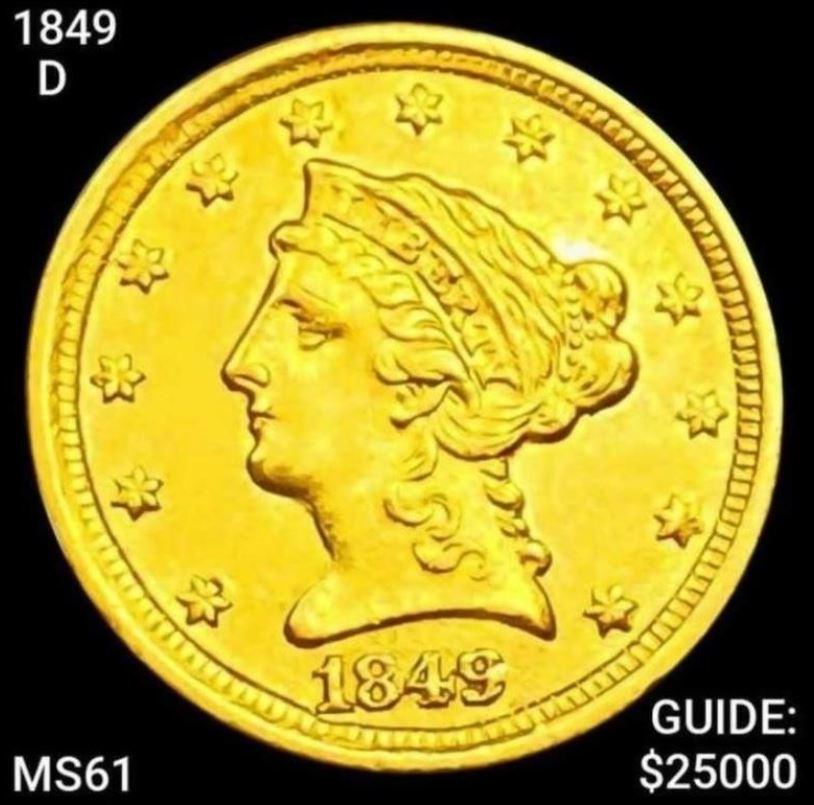 1849-D $2.50 Gold Quarter Eagle UNCIRCULATED (1 of 2)