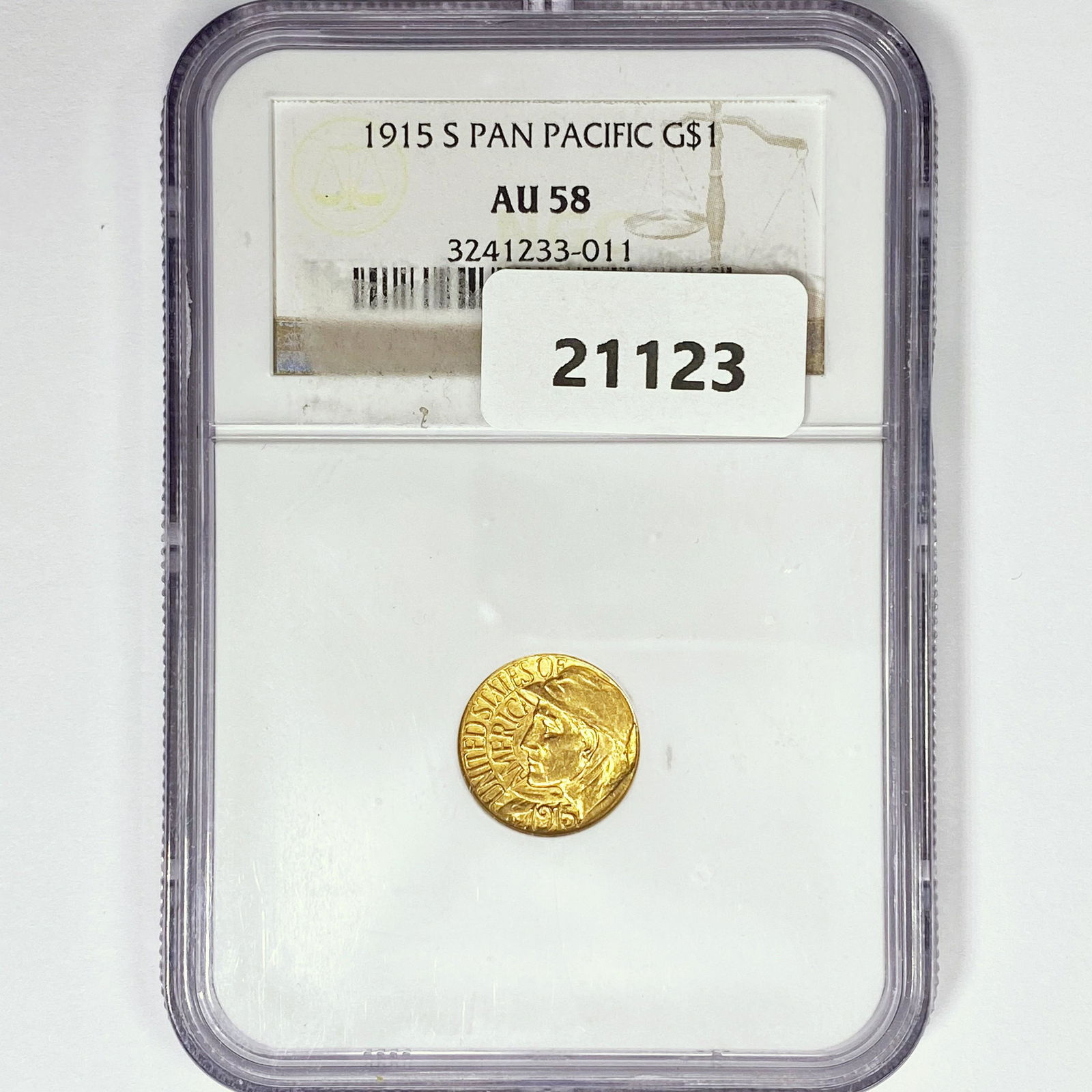 1915-S Pan-Pac Rare Gold Dollar NGC AU58 (1 of 2)
