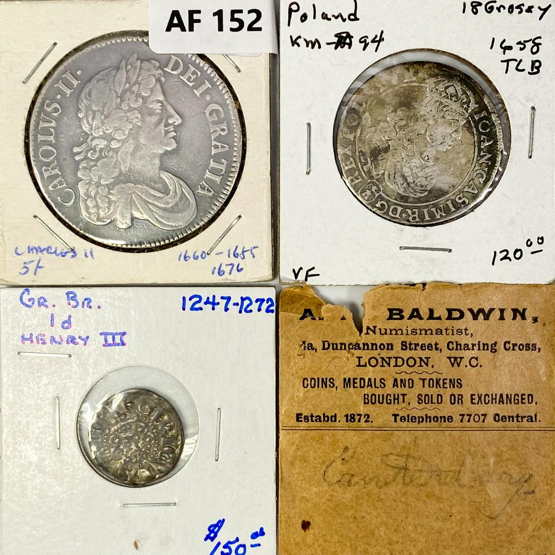 (3) Misc European Silver Coins (1676, 1658, 1272) (1 of 2)