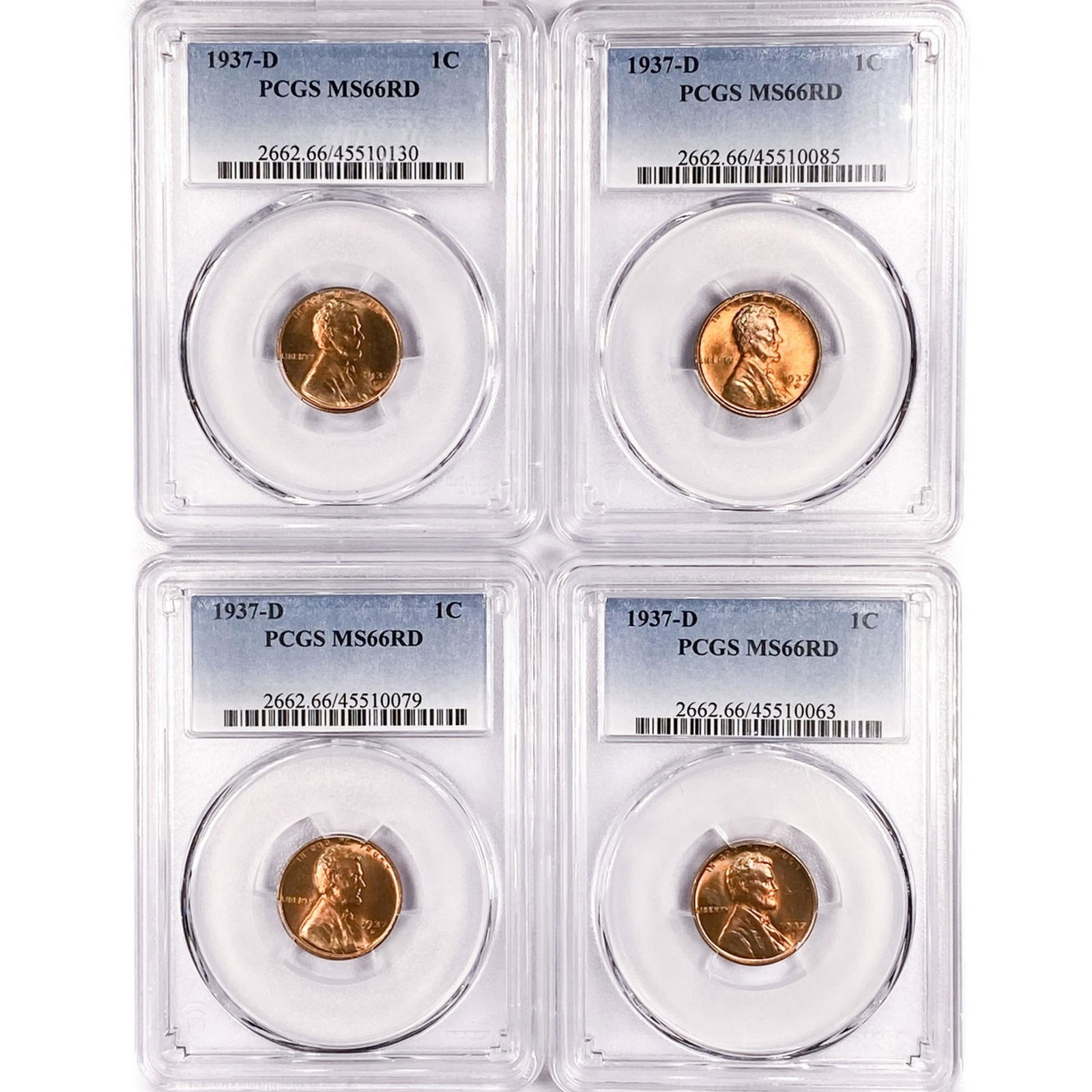 1937-D Set (4) Wheat Cent PCGS MS66 RD (1 of 2)