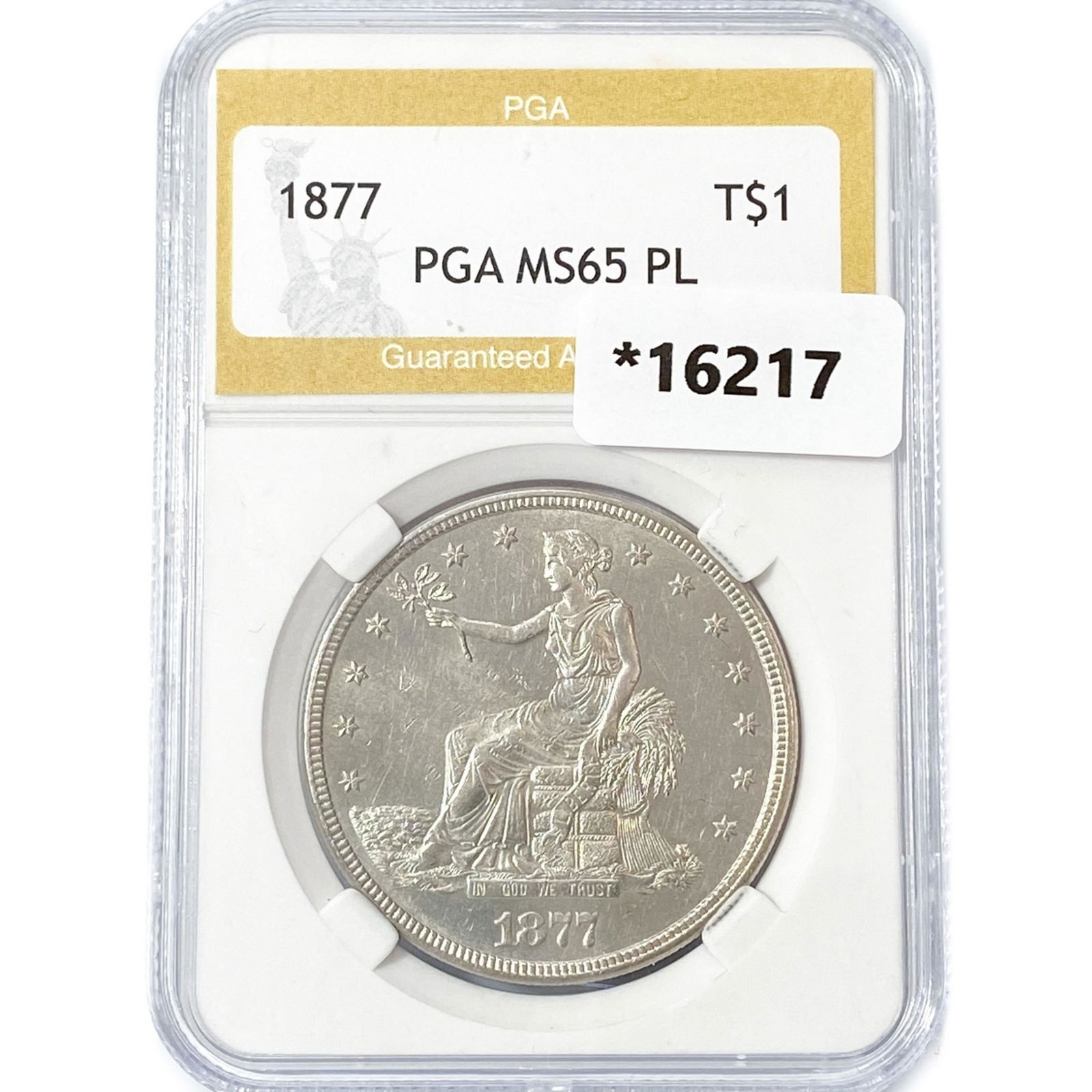 1877 Silver Trade Dollar PGA MS65 PL (1 of 2)