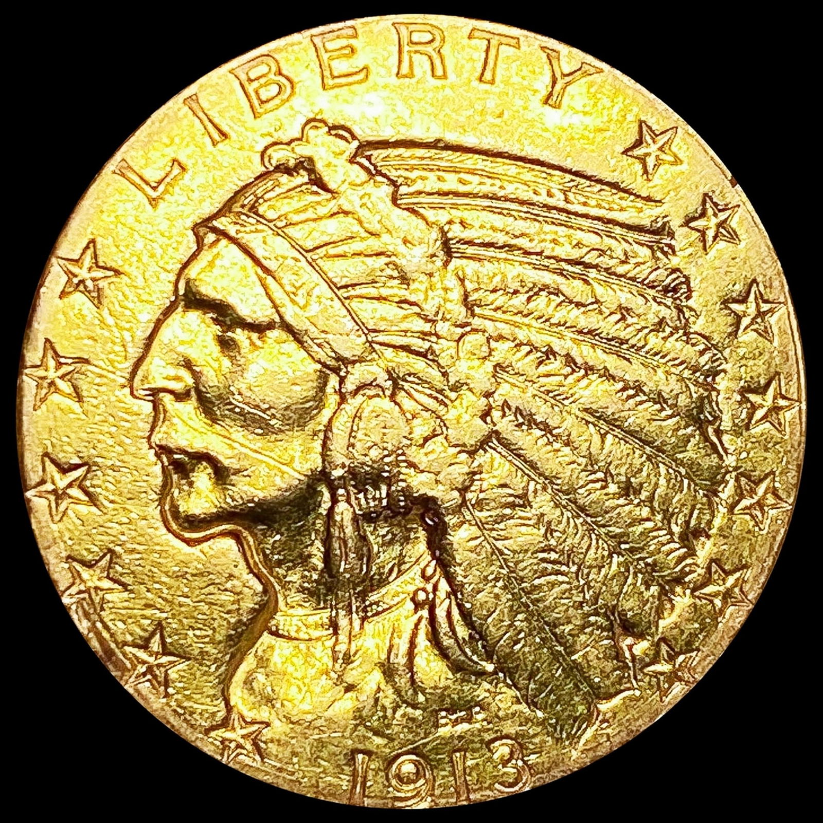1913 $5 Gold Half Eagle ABOUT UNCIRCULATED (1 of 2)