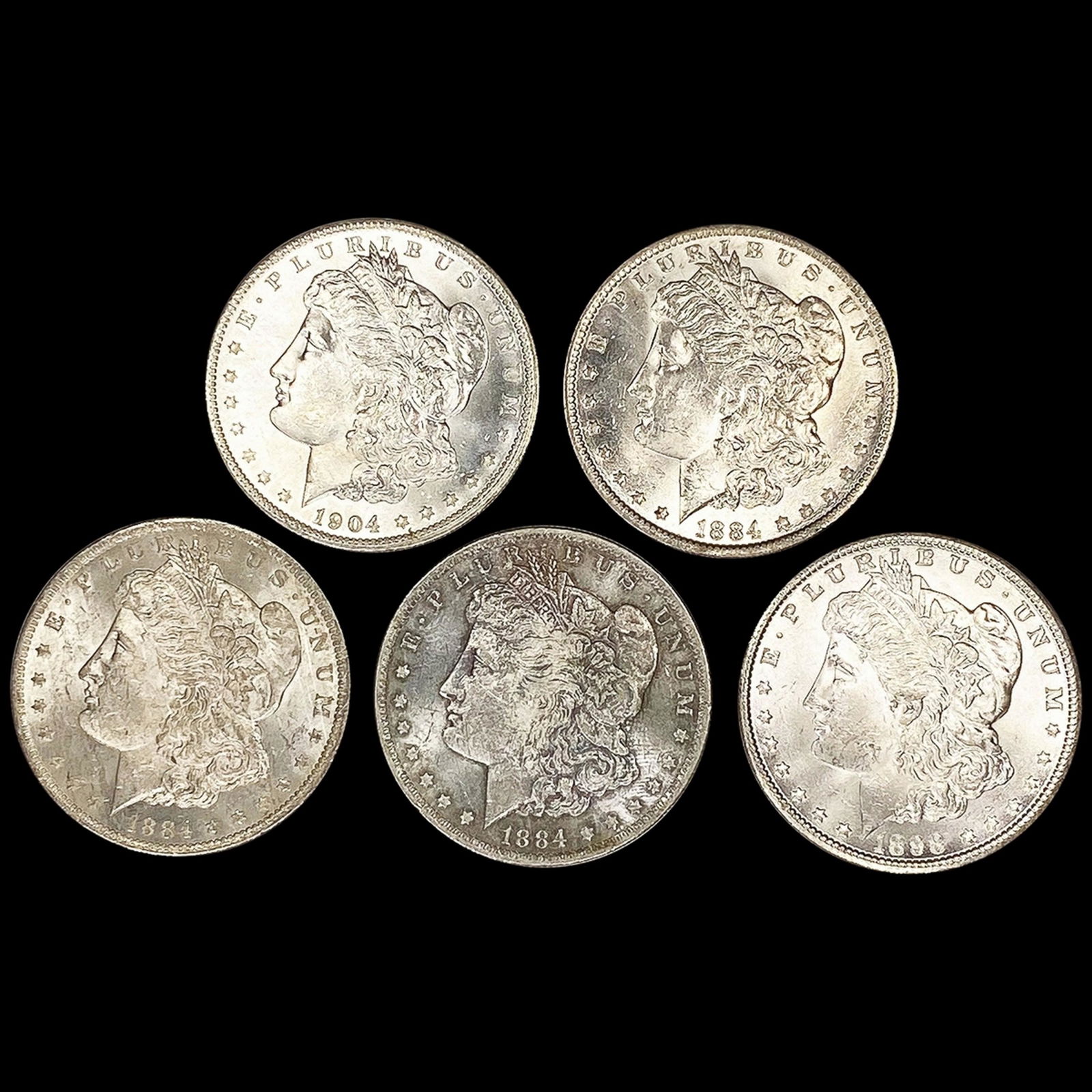 (5) Morgan Dollars ((3) 1884-O, 1898-O, 1904-O) U (1 of 2)