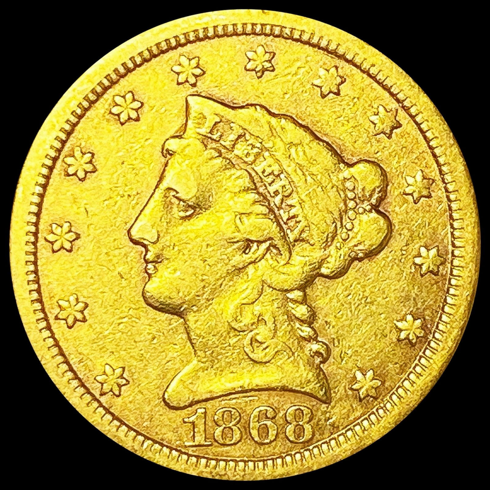 1868-S $2.50 Gold Quarter Eagle LIGHTLY CIRCULATED (1 of 2)