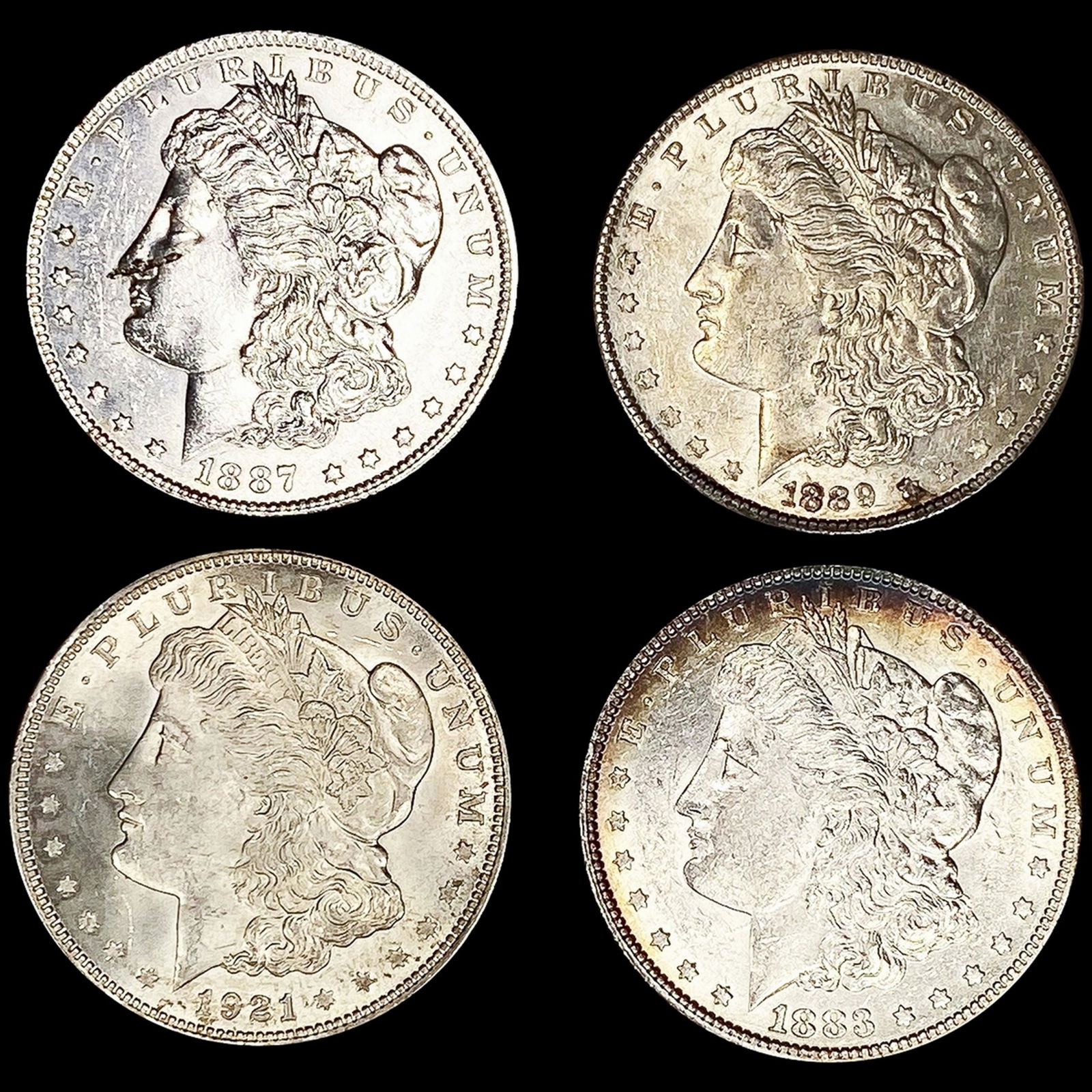 (4) Morgan Dollars (1883, 1887, 1889, 1921) UNCIR (1 of 2)