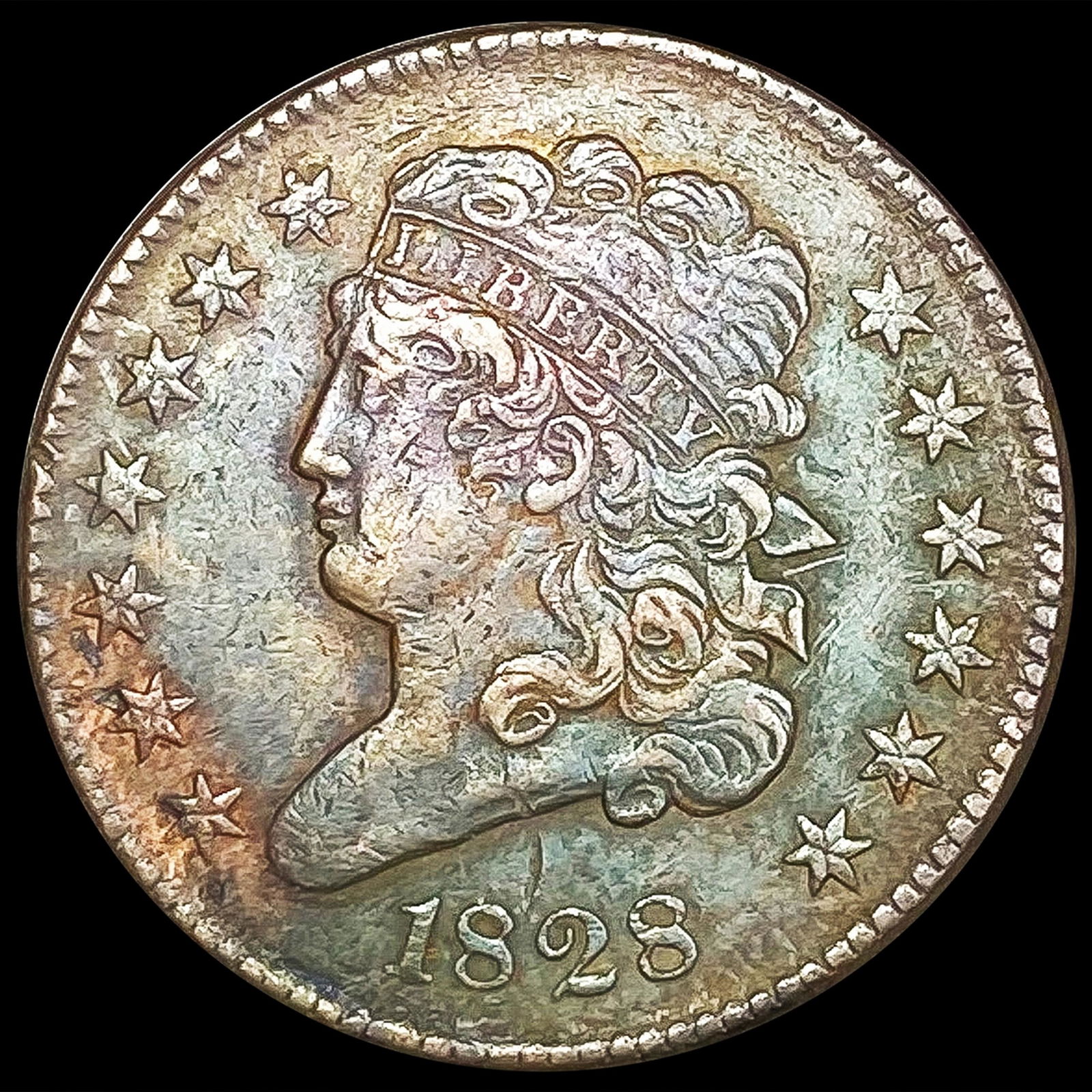 1828 13 Stars Classic Head Half Cent ABOUT UNCIRCU (1 of 2)