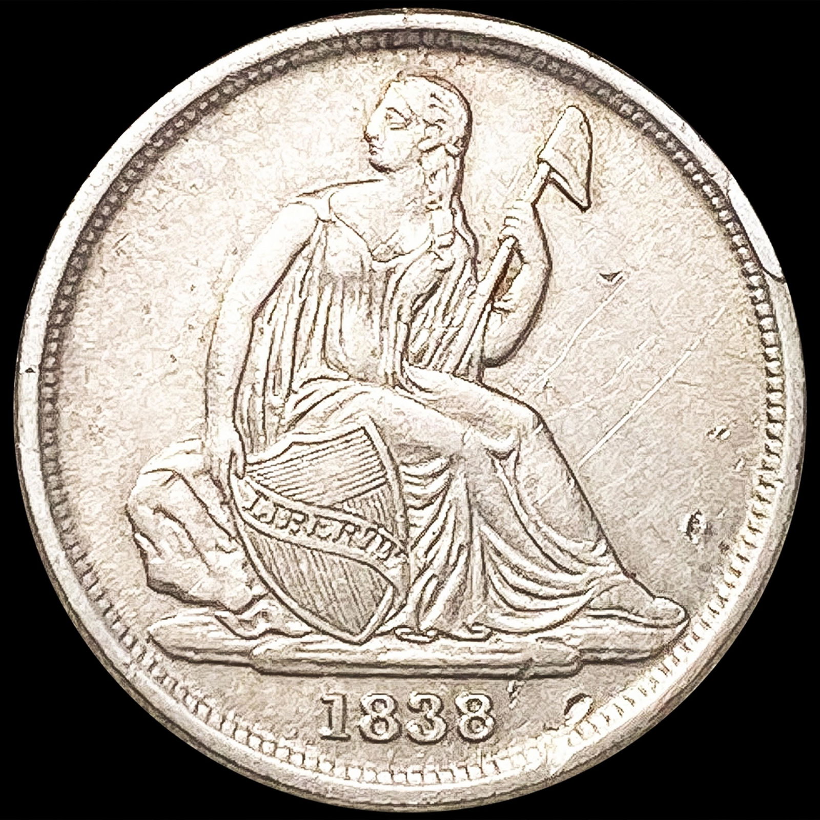 1838-O No Stars Seated Liberty Dime CLOSELY UNCIRC (1 of 2)