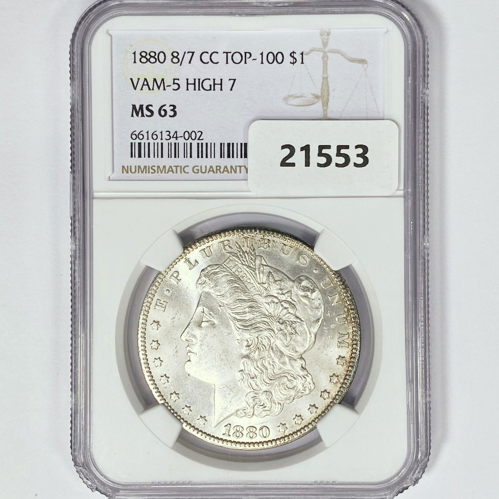 1880-CC Morgan Silver Dollar NGC MS63 VAM-5 8/7 (1 of 2)