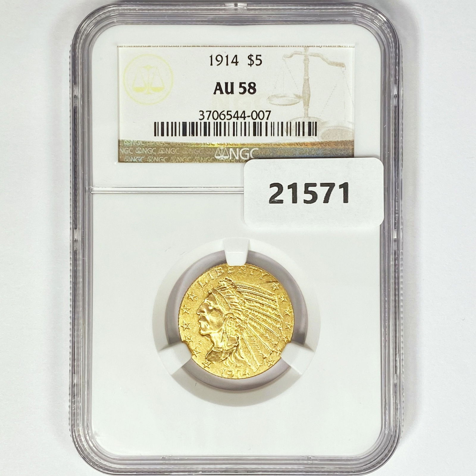 1914 $5 Gold Half Eagle NGC AU58 (1 of 2)