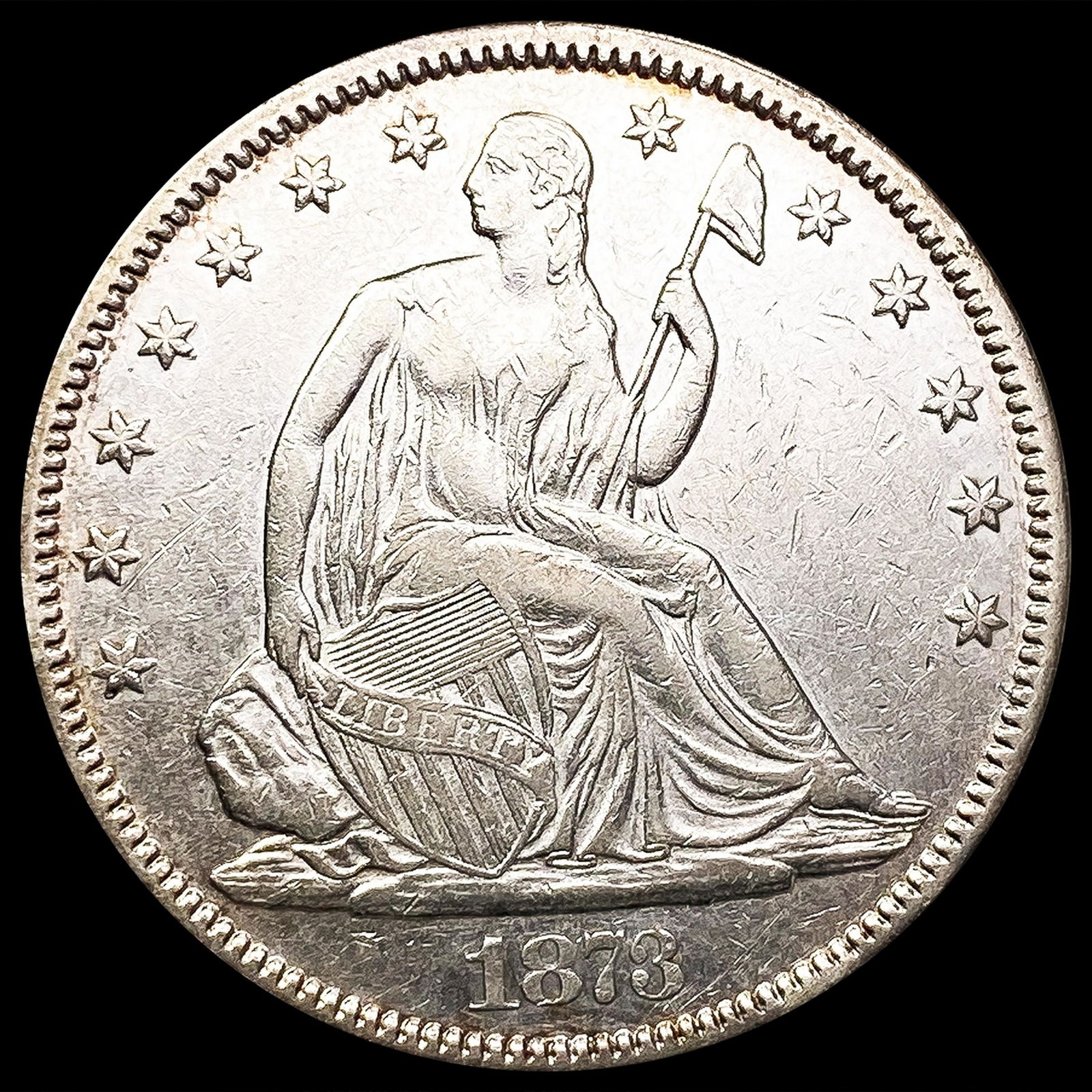 1873 Seated Liberty Half Dollar CLOSELY UNCIRCULAT (1 of 2)
