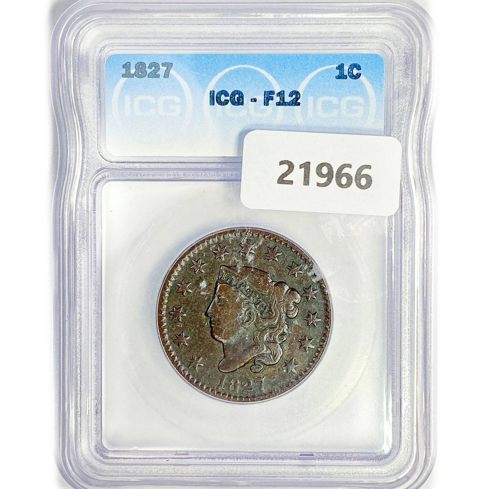 1827 Large Cent ICG F12 (1 of 2)