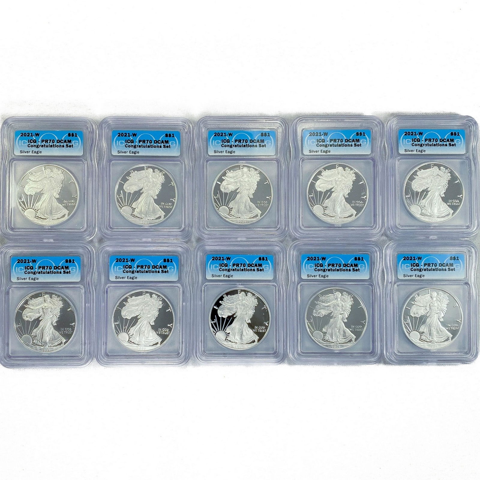 10 2021-W American Silver Eagles ICG-PR70 DCAM (1 of 2)