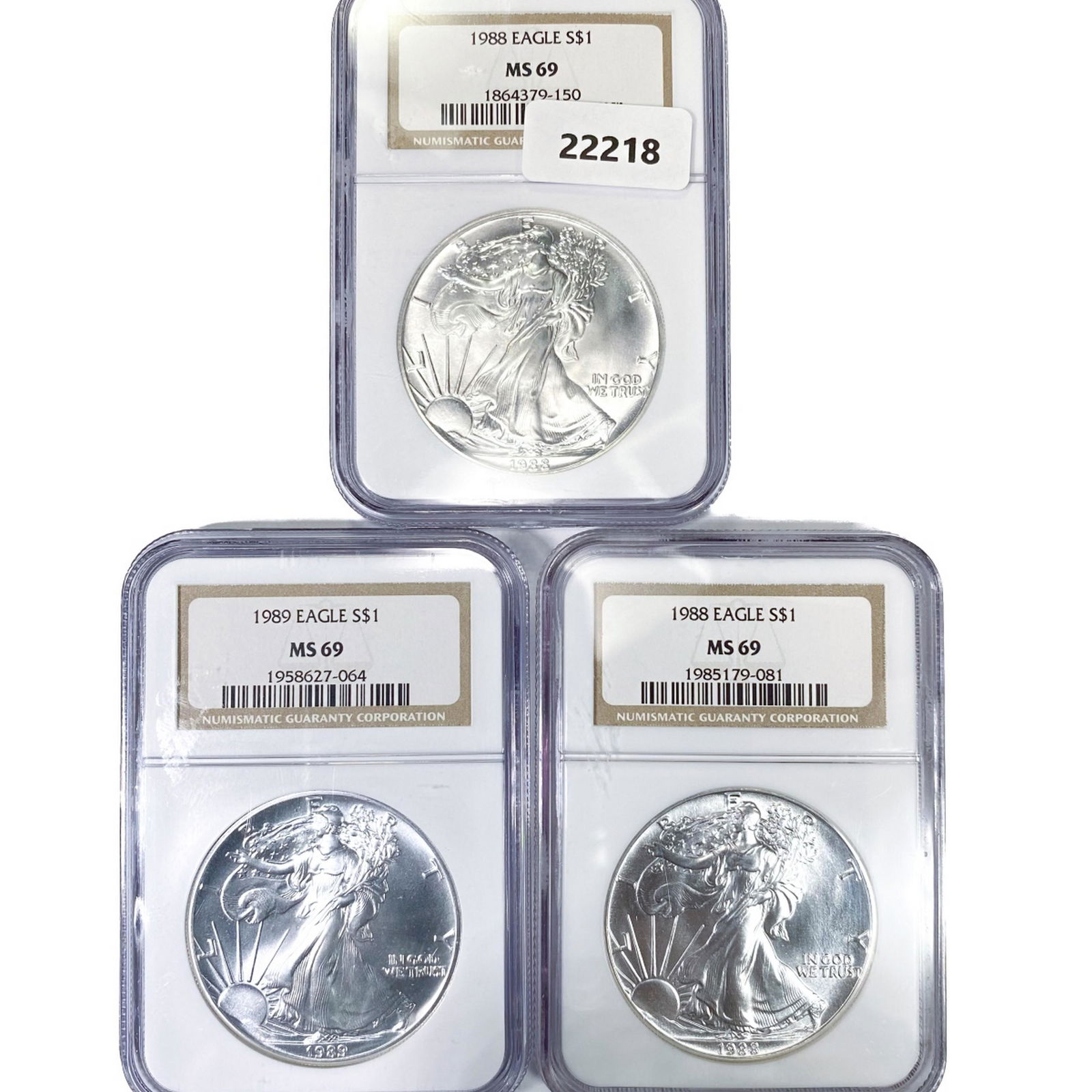 1988 2 1989 Set American Silver Eagles NGC MS69 (1 of 2)
