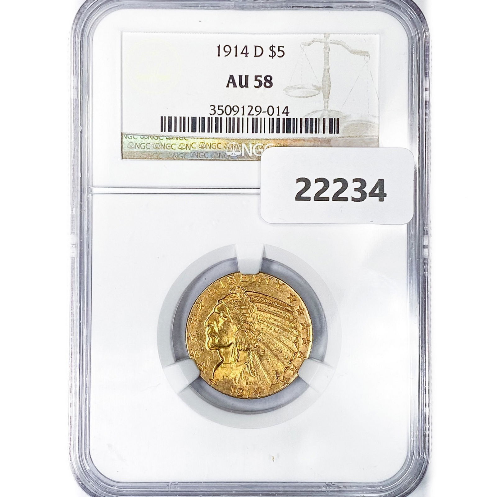 1914-D $5 Gold Half Eagle NGC AU58 (1 of 2)