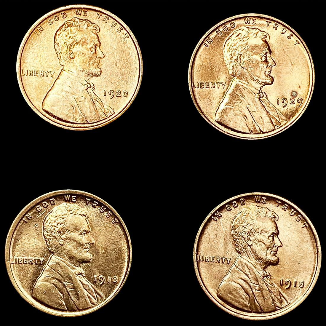 (4) Wheat Cents ((2) 1918, 1920, 1929) UNCIRCULAT (1 of 2)