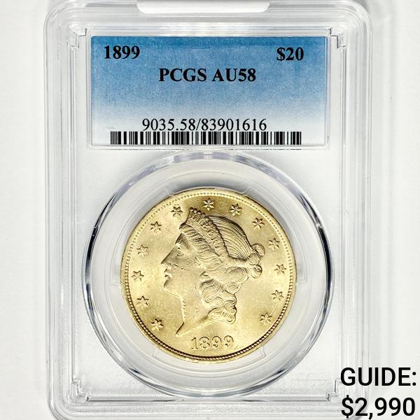 1899 $20 Gold Double Eagle PCGS AU58 (1 of 2)