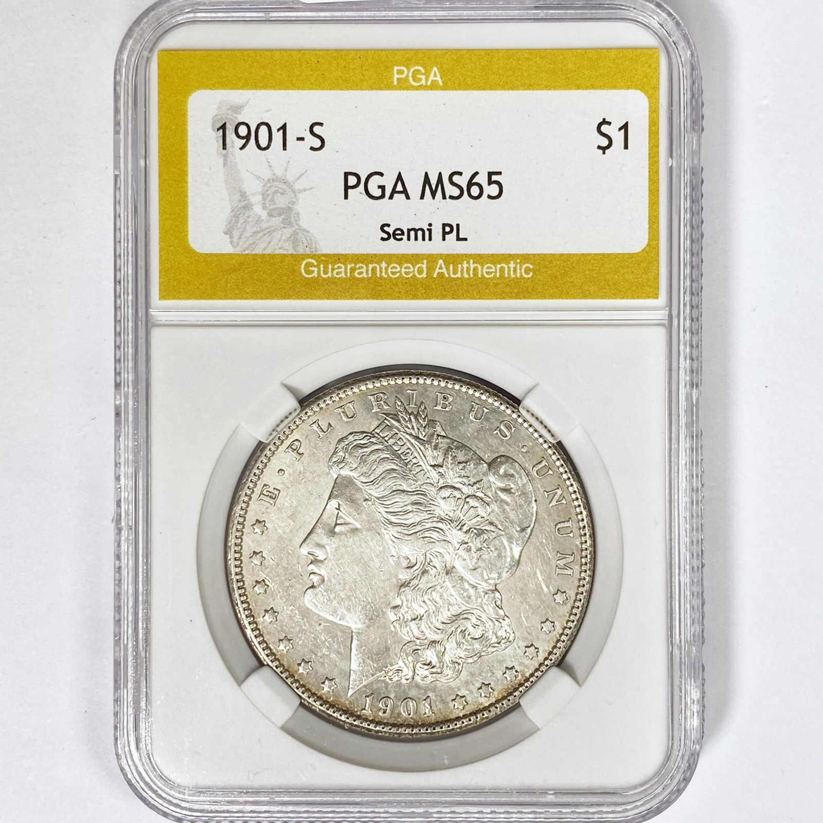 1901-S Morgan Silver Dollar PGA MS65 Semi PL (1 of 2)