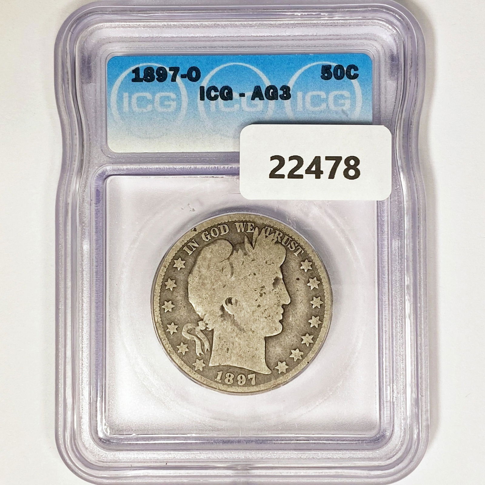 1897-O Barber Half Dollar ICG AU3 (1 of 2)