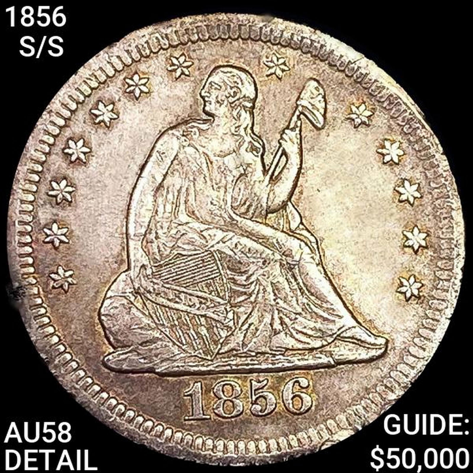 1856-S/S Seated Liberty Quarter CHOICE AU DETAIL (1 of 2)