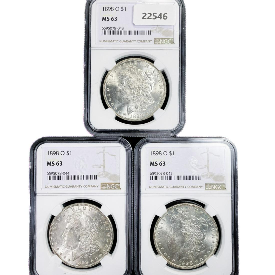 1898-O Set (3) Morgan Silver Dollar NGC MS63 (1 of 2)