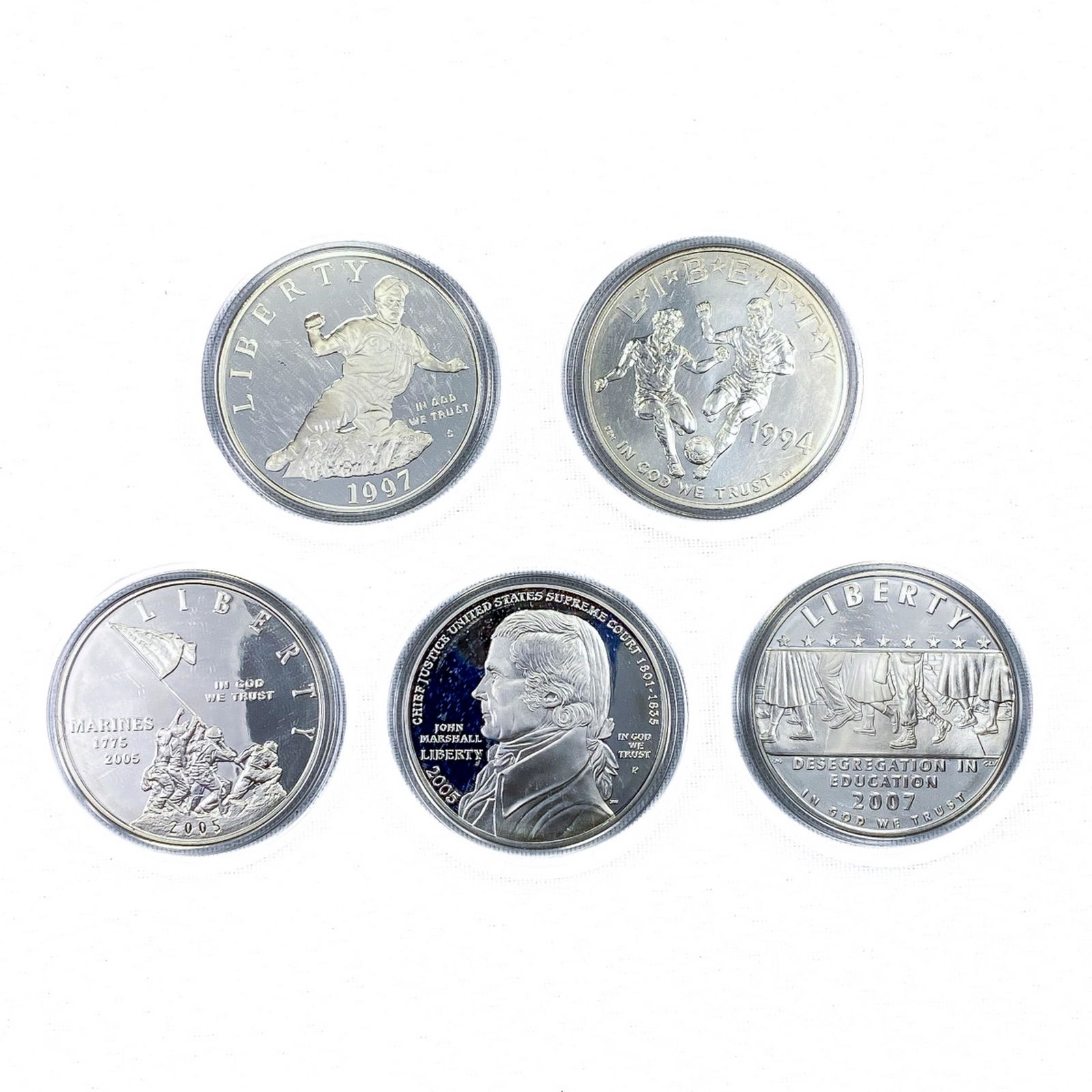 1994-2007 US Commem Silver Coins (5 Coins) (1 of 2)