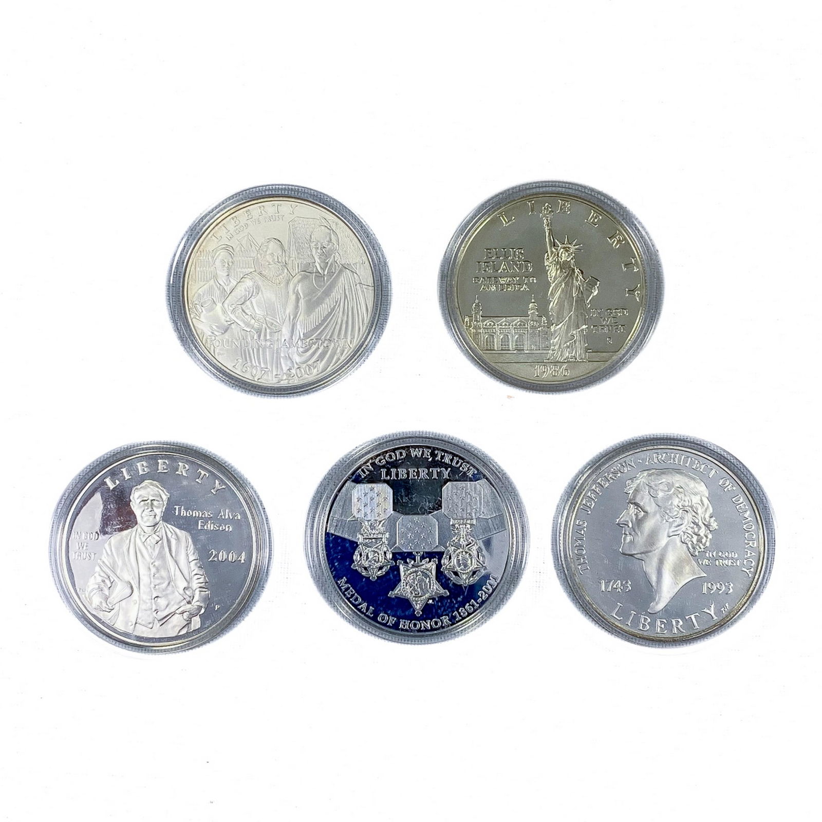 1986-2011 US Commem Silver Coins (5 Coins) (1 of 2)