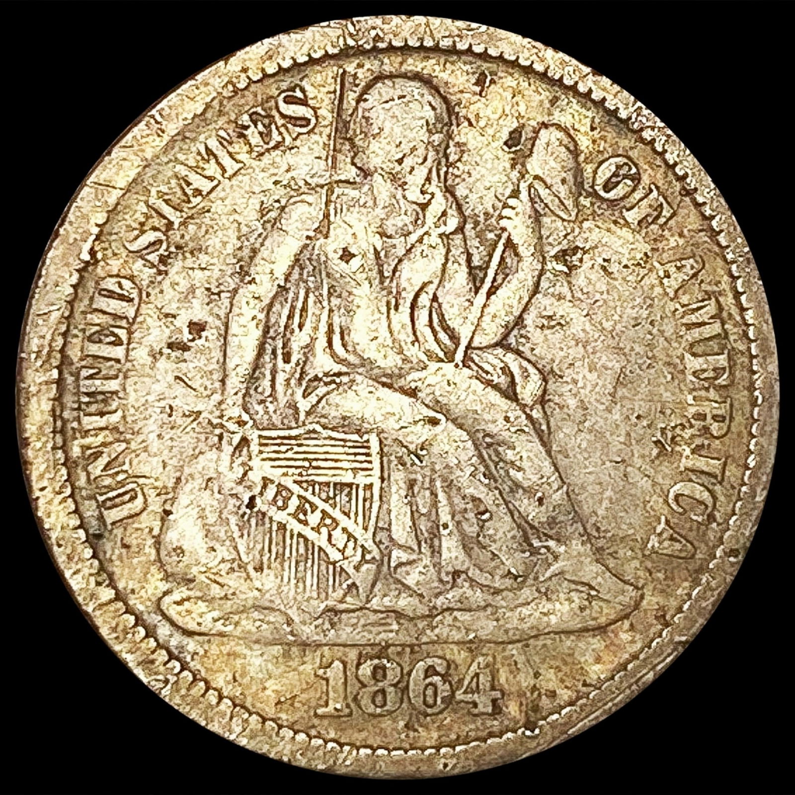 1864-S Seated Liberty Dime NICELY CIRCULATED (1 of 2)