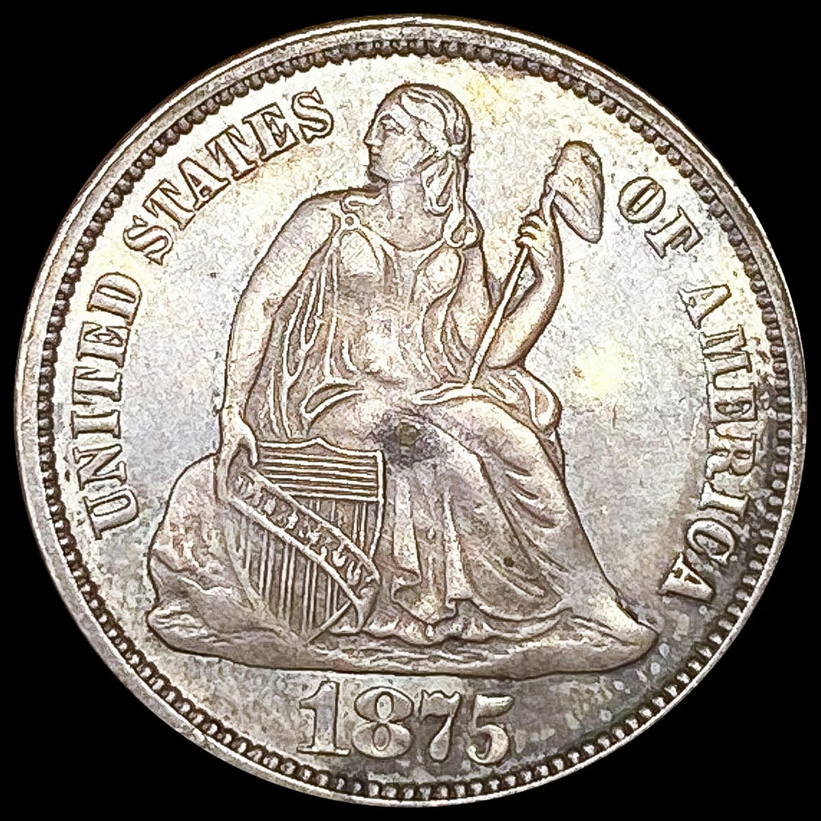 1875 Seated Liberty Dime NEARLY UNCIRCULATED (1 of 2)