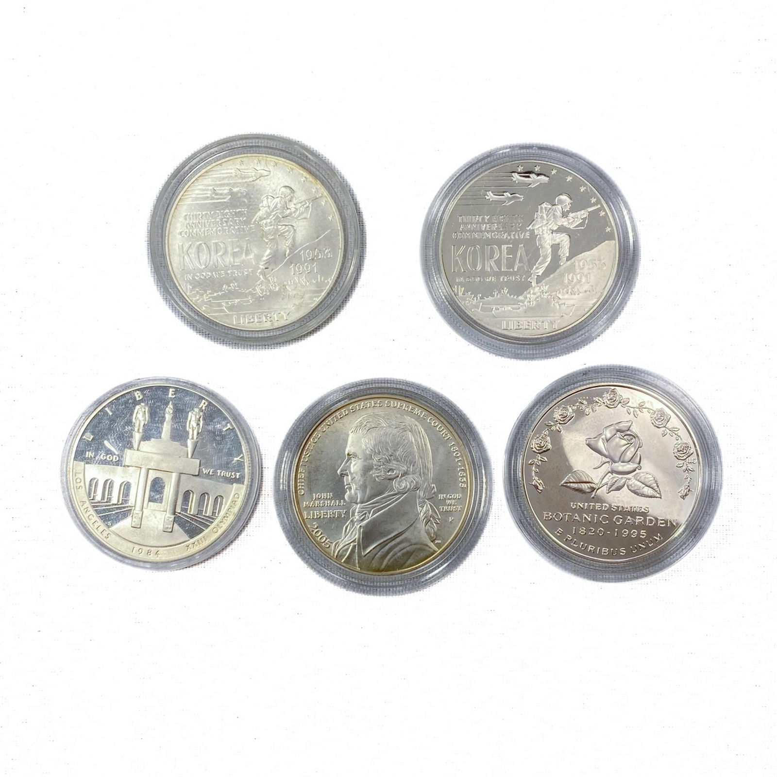 1984-2005 US Commem Silver Coins (5 Coins) (1 of 2)