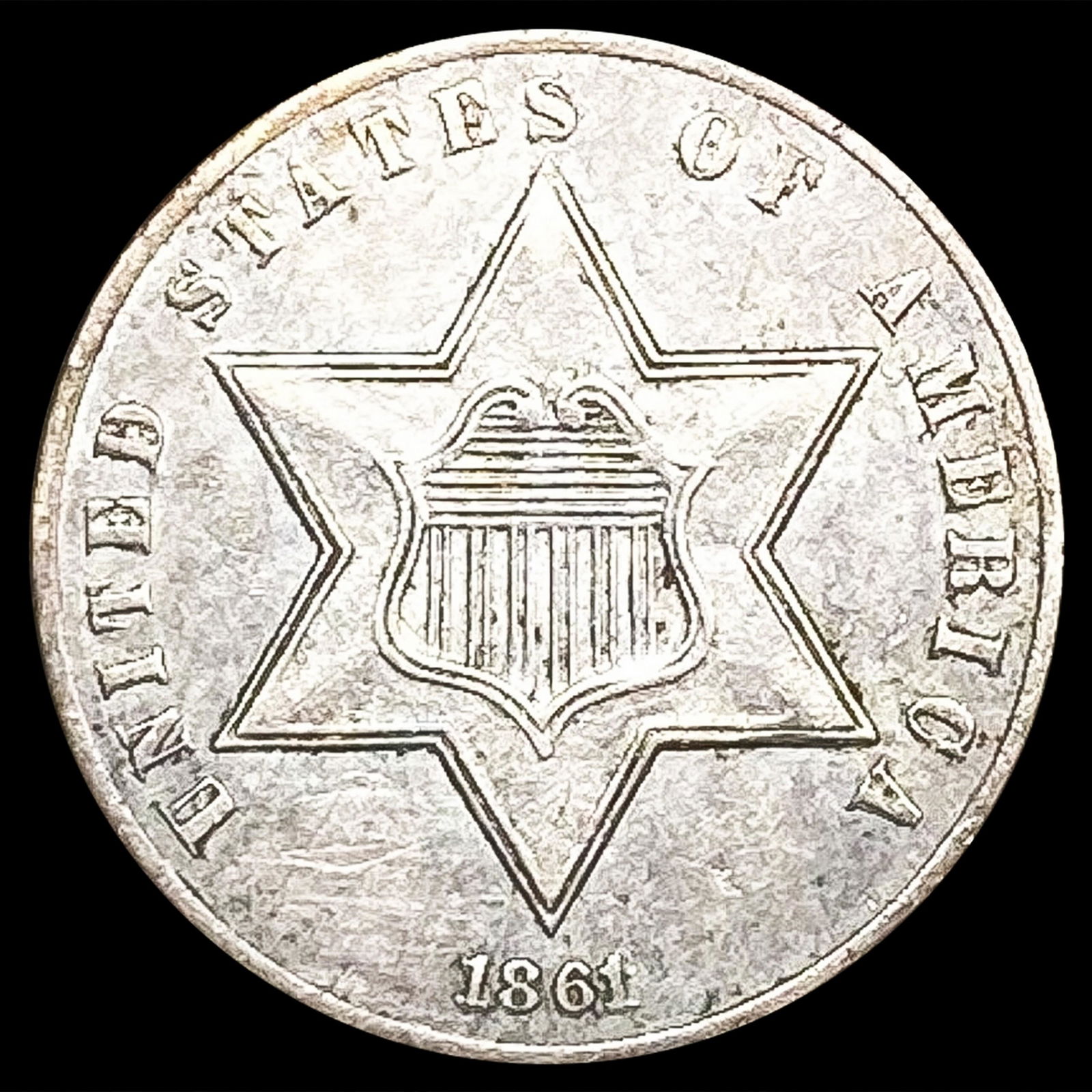 1861 Silver Three Cent CLOSELY UNCIRCULATED (1 of 2)