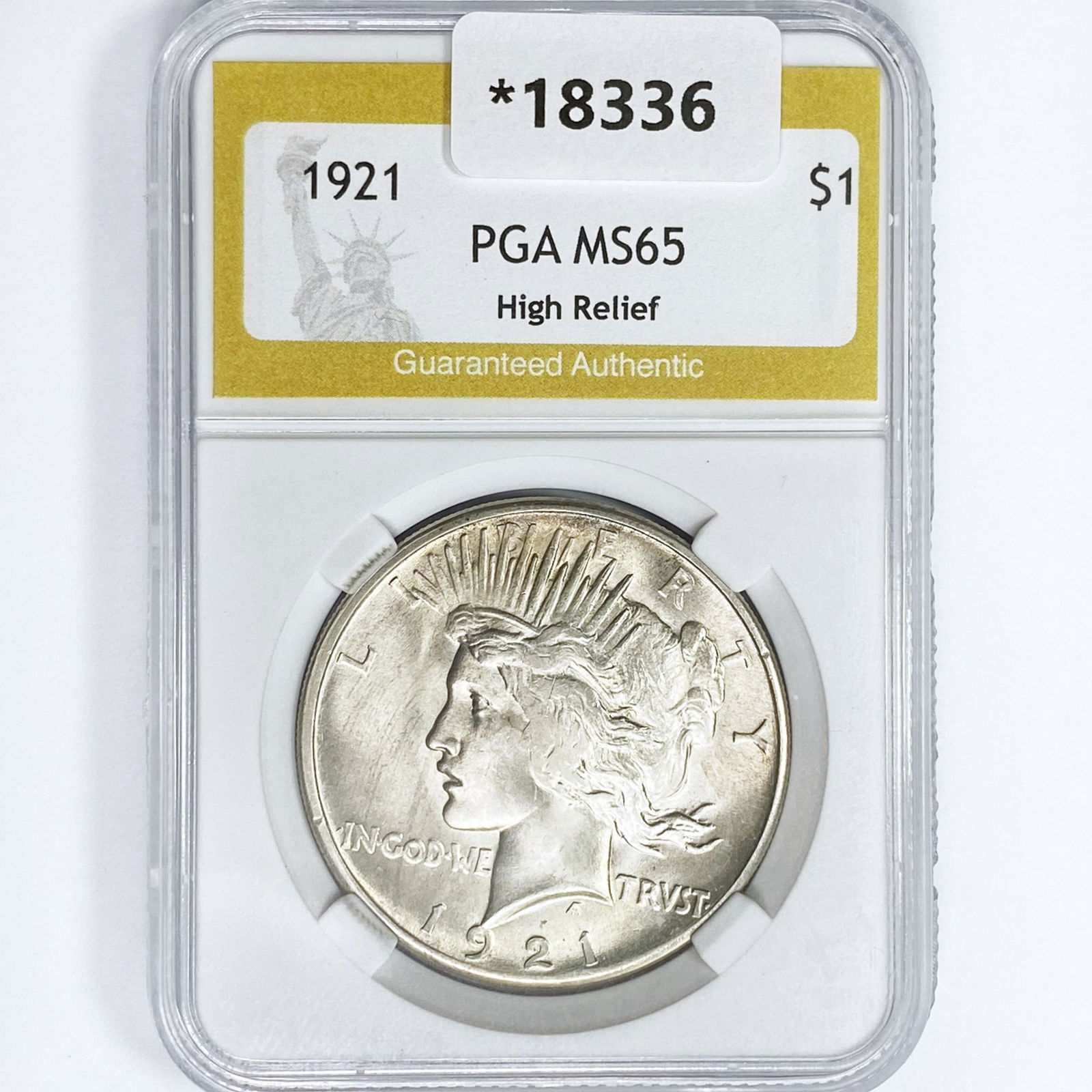 1921 Silver Peace Dollar PGA MS65 High Relief (1 of 2)