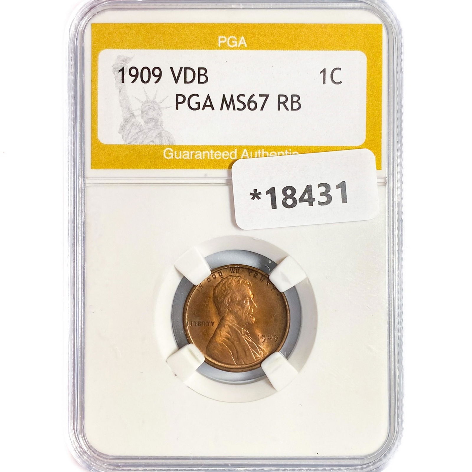 1909 VDB Wheat Cent PGA MS67 RB (1 of 2)
