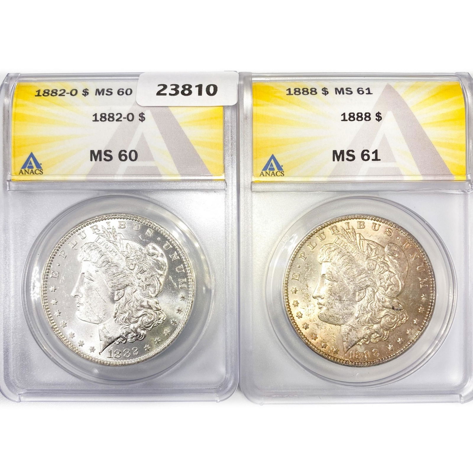 1882-O, 1888 Set (2) Morgan Dollars ANACS MS (1 of 2)