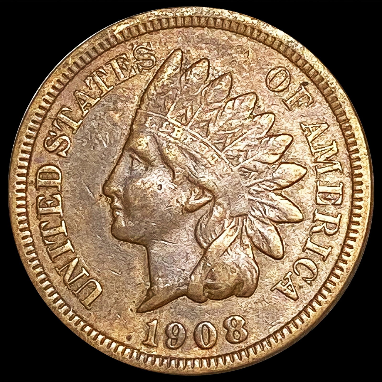 1908-S Indian Head Cent CLOSELY UNCIRCULATED (1 of 2)
