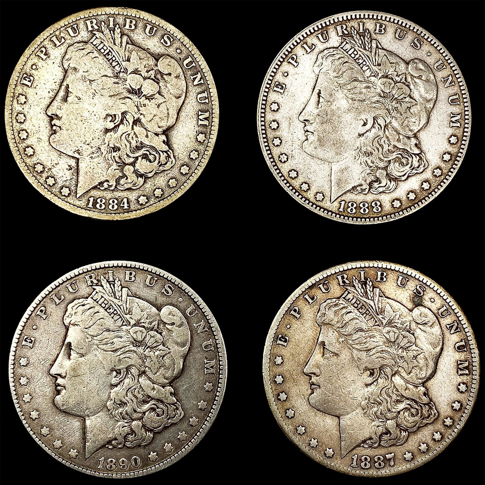 (4) Morgan Silver Dollars (1884-S, 1887-S, 1888-O (1 of 2)