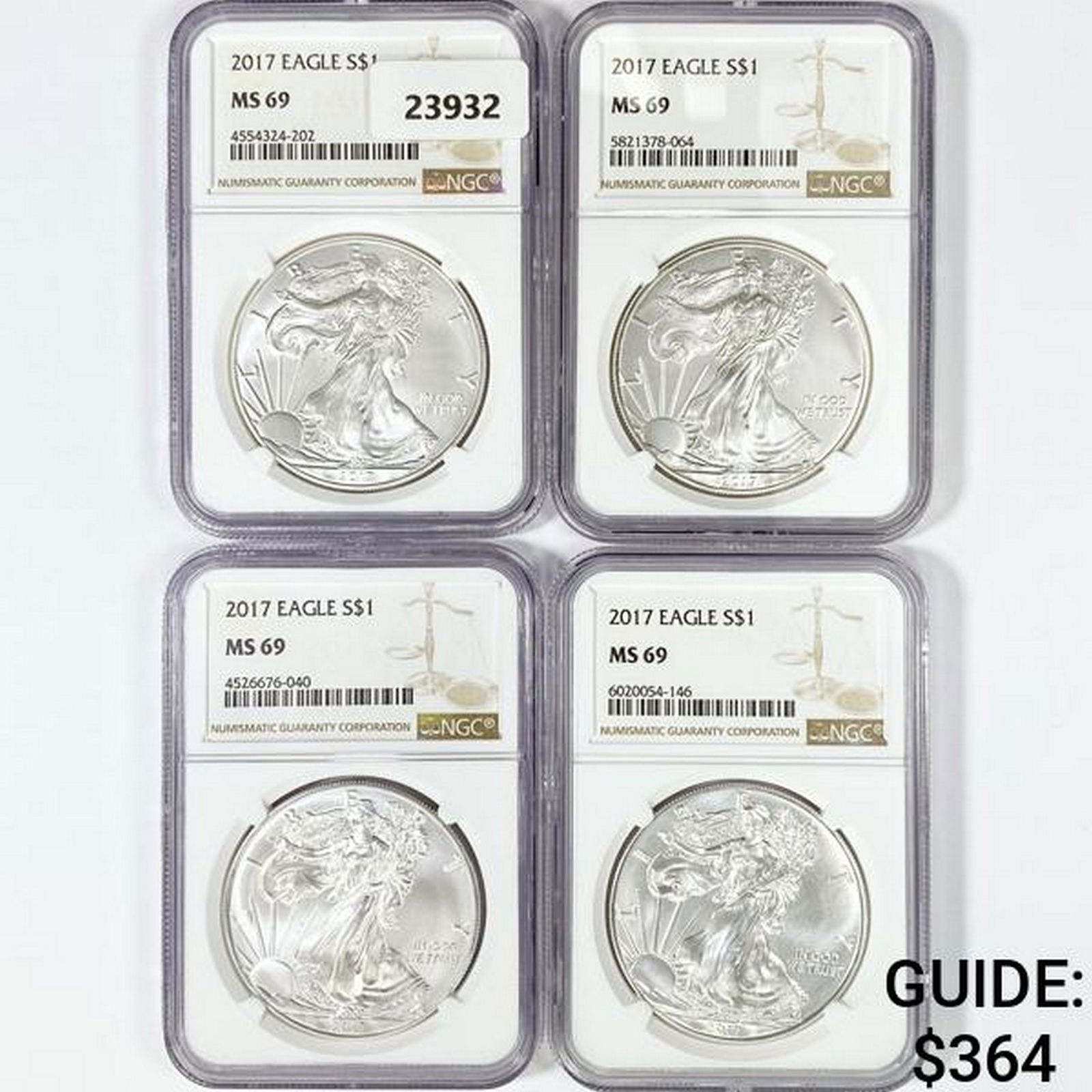 2017 Set (4) American Silver Eagles NGC MS69 (1 of 2)