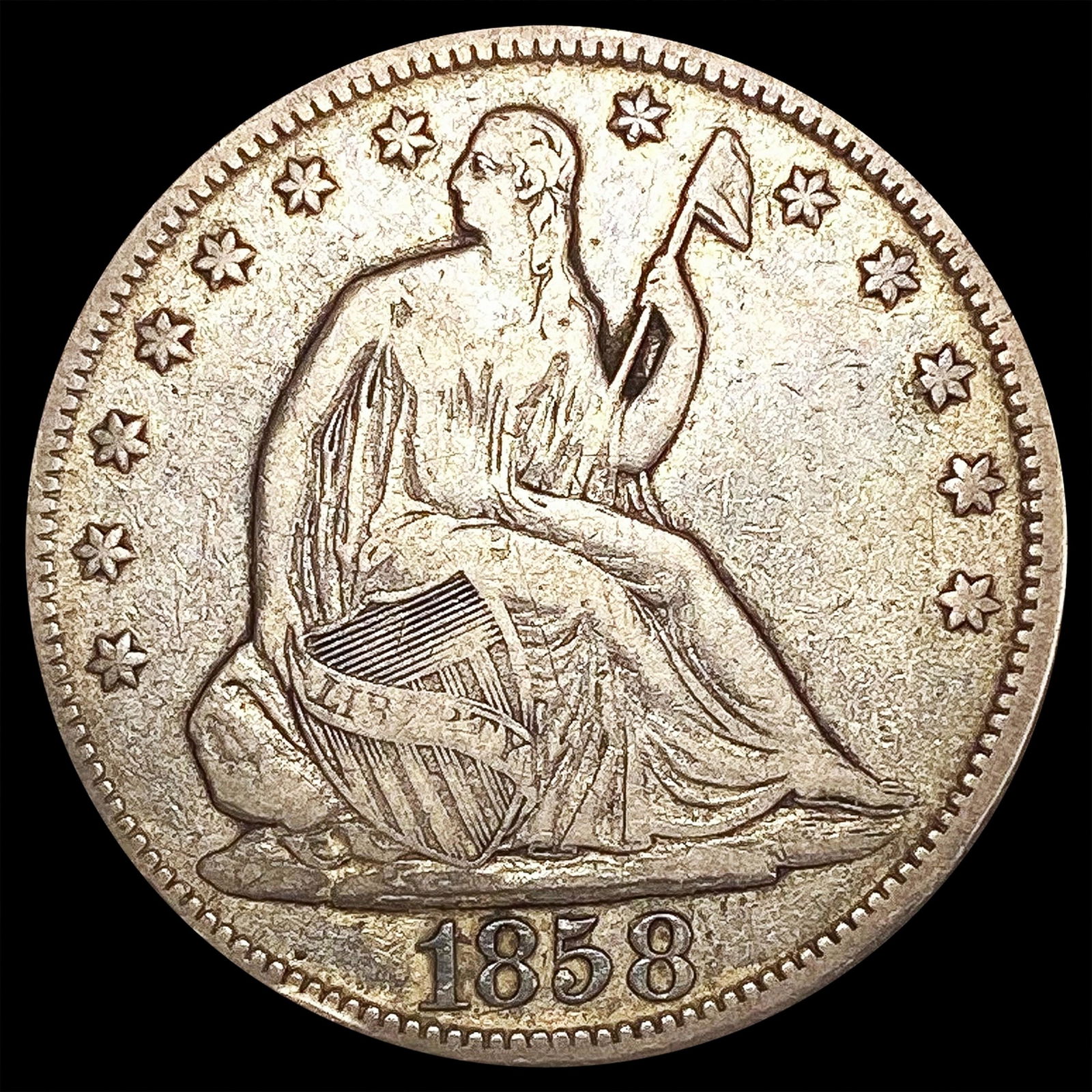 1858 Seated Liberty Half Dollar LIGHTLY CIRCULATED (1 of 2)