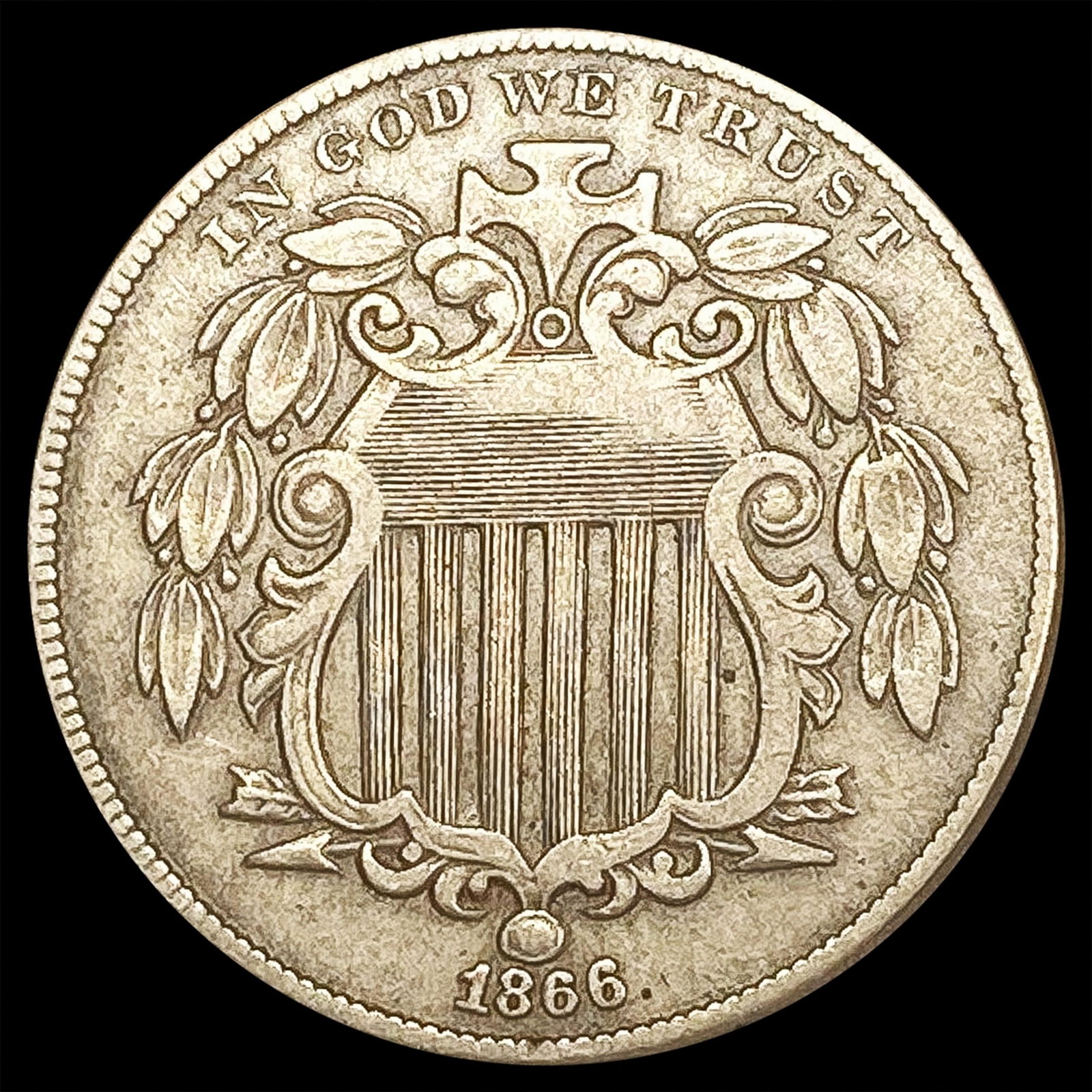 1866 Shield Nickel NEARLY UNCIRCULATED (1 of 2)