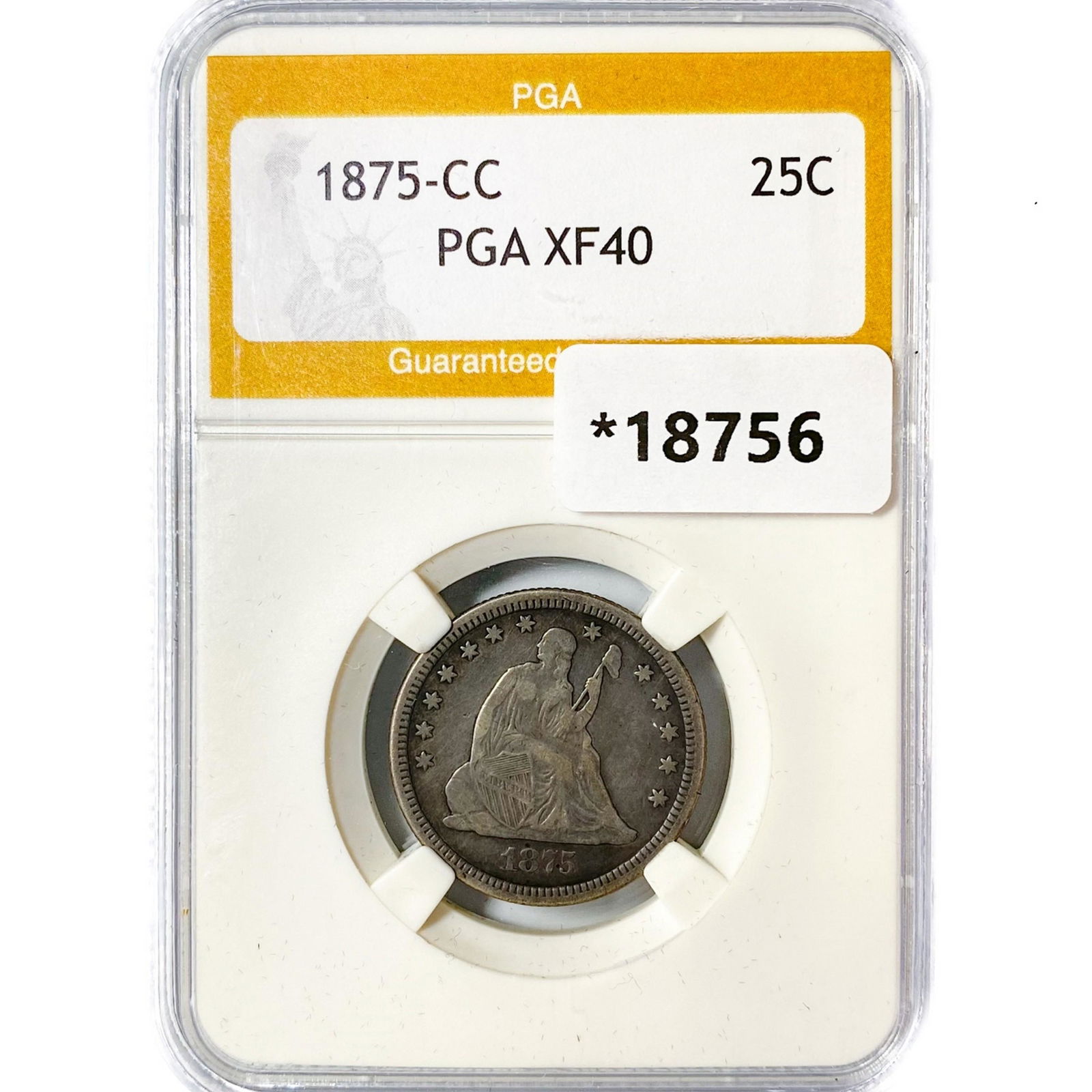 1875-CC Seated Liberty Quarter PGA XF40 (1 of 2)