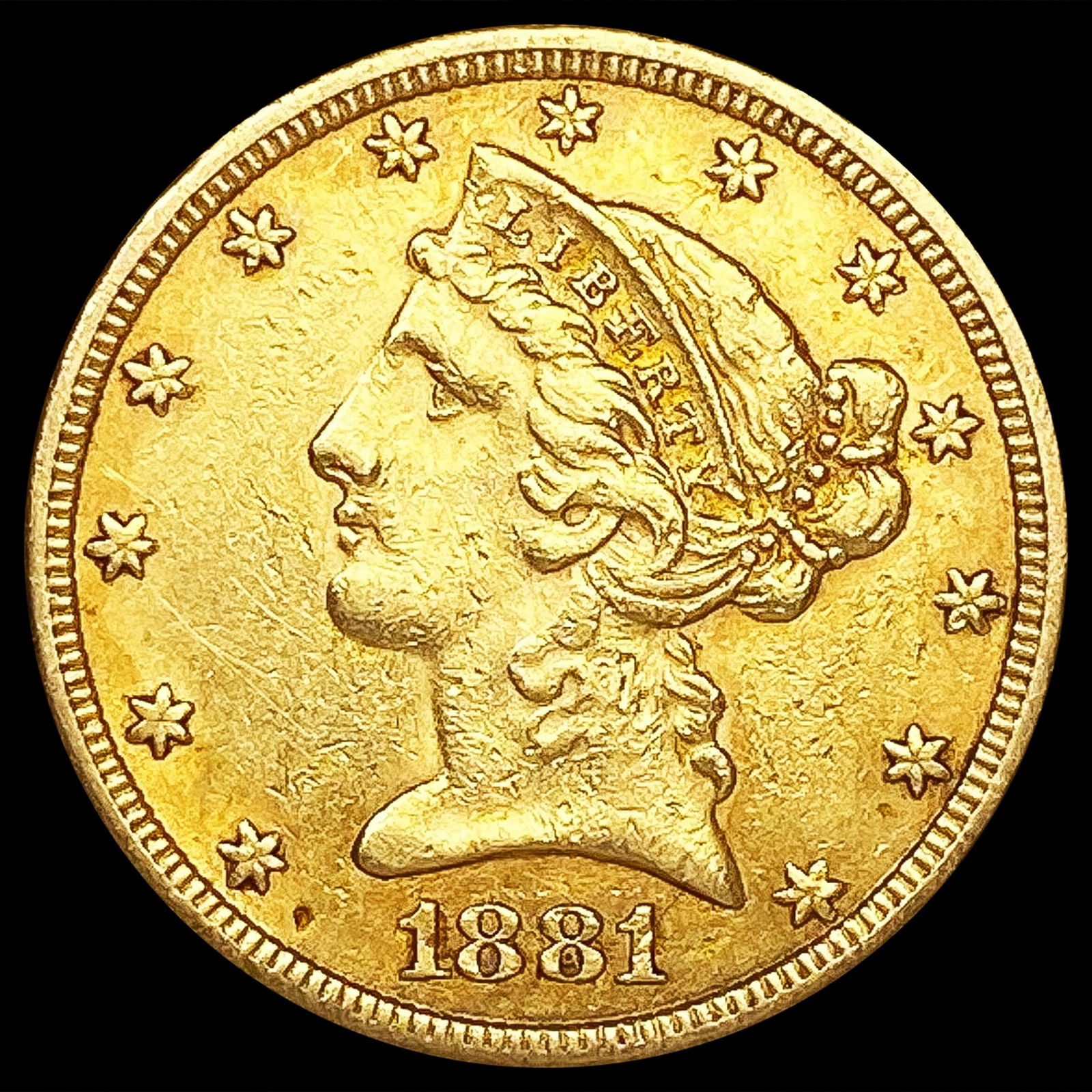 1881 $5 Gold Half Eagle CLOSELY UNCIRCULATED (1 of 2)