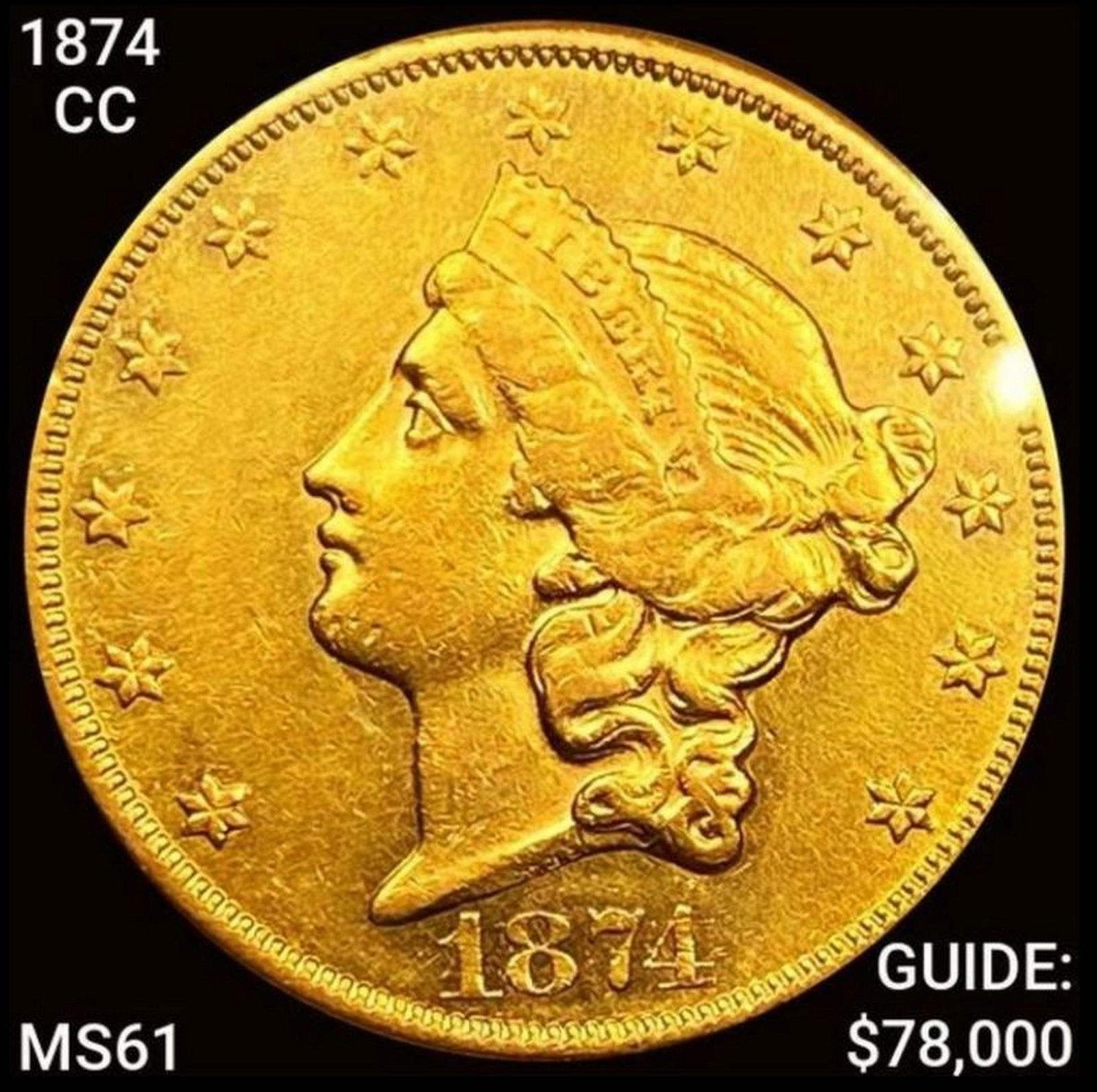 1874-CC $20 Gold Double Eagle UNCIRCULATED (1 of 3)