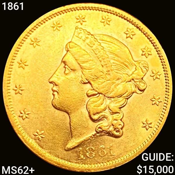 1861 $20 Gold Double Eagle UNCIRCULATED + (1 of 2)