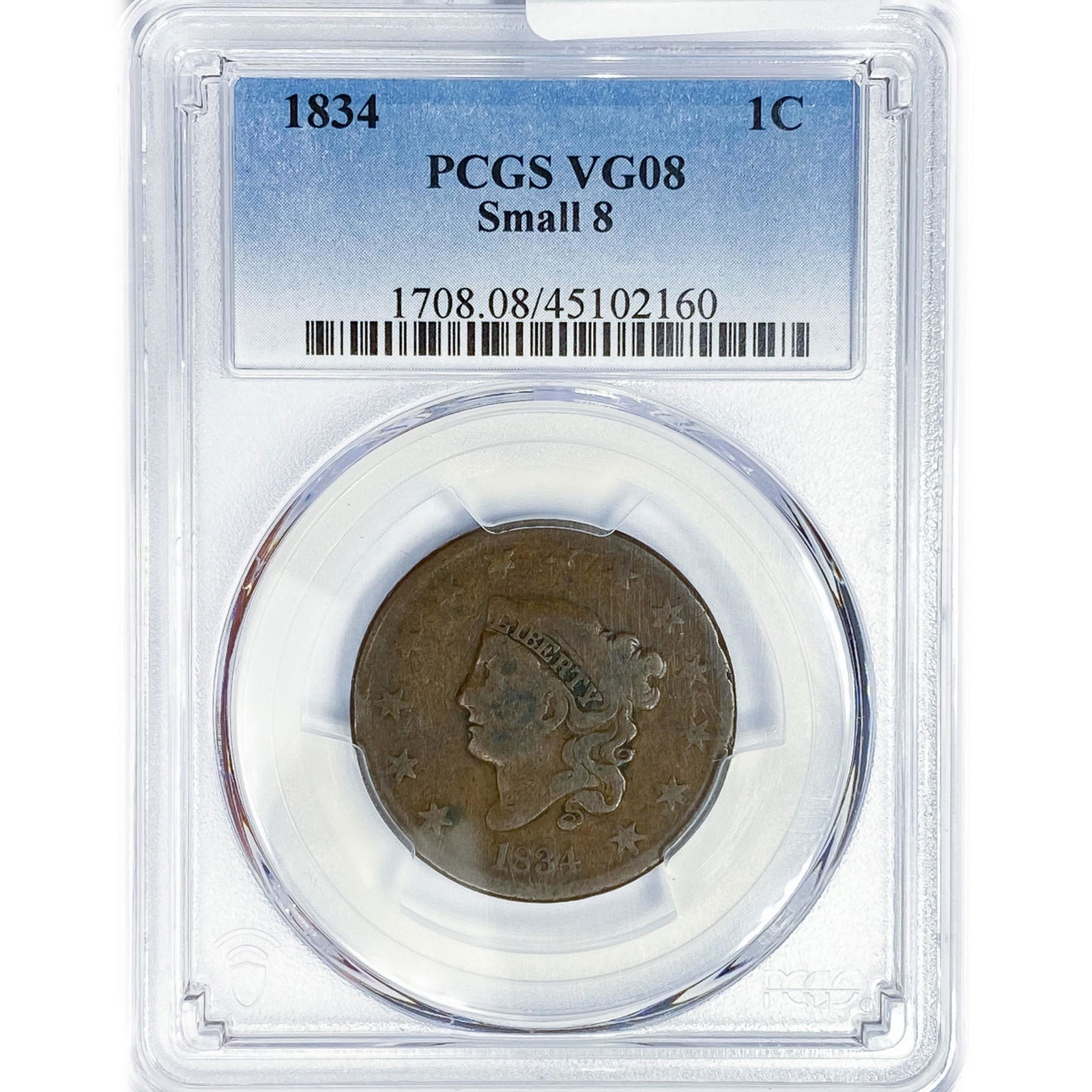 1834 Large Cent PCGS VG8 Small 8 (1 of 2)