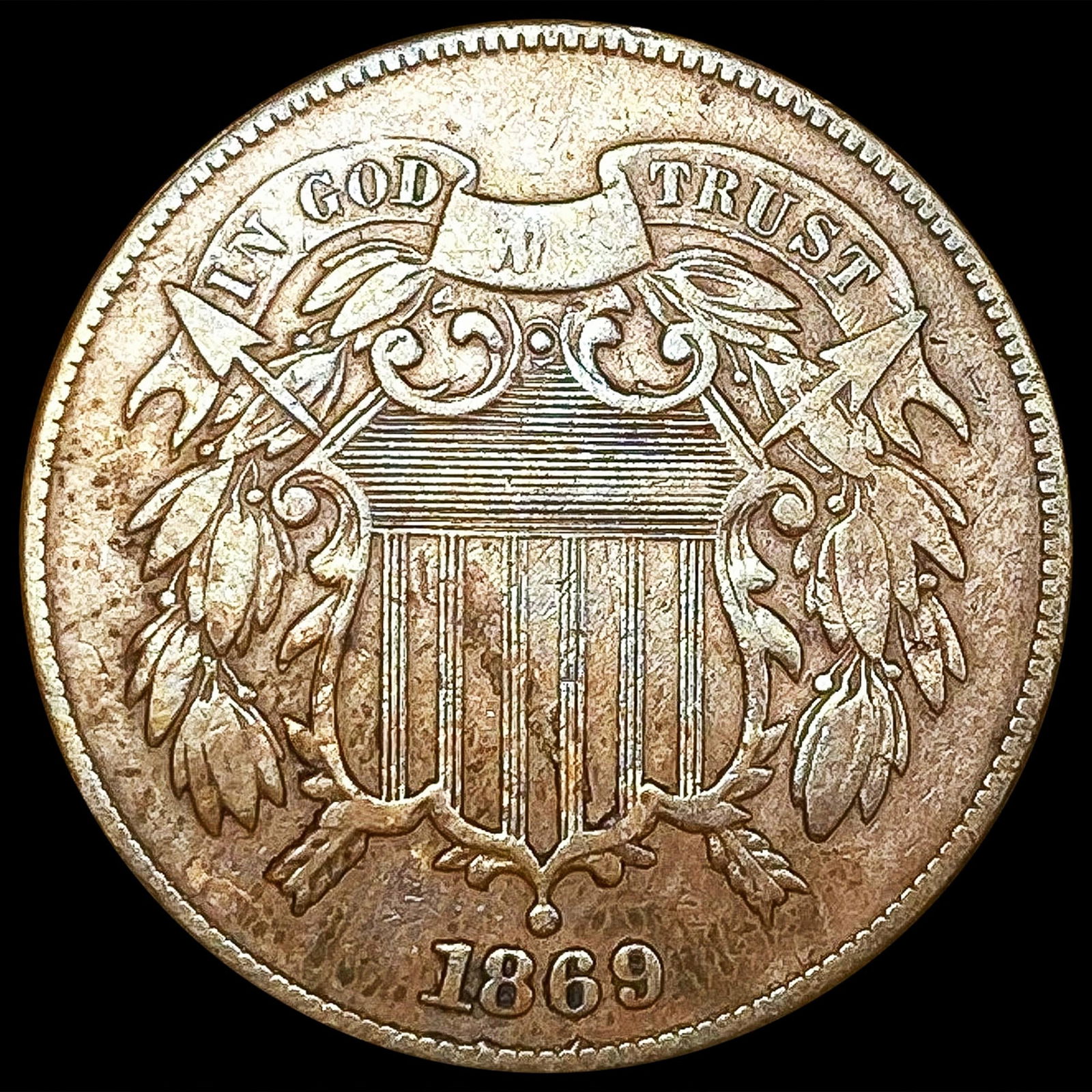 1869 Two Cent Piece NEARLY UNCIRCULATED (1 of 2)