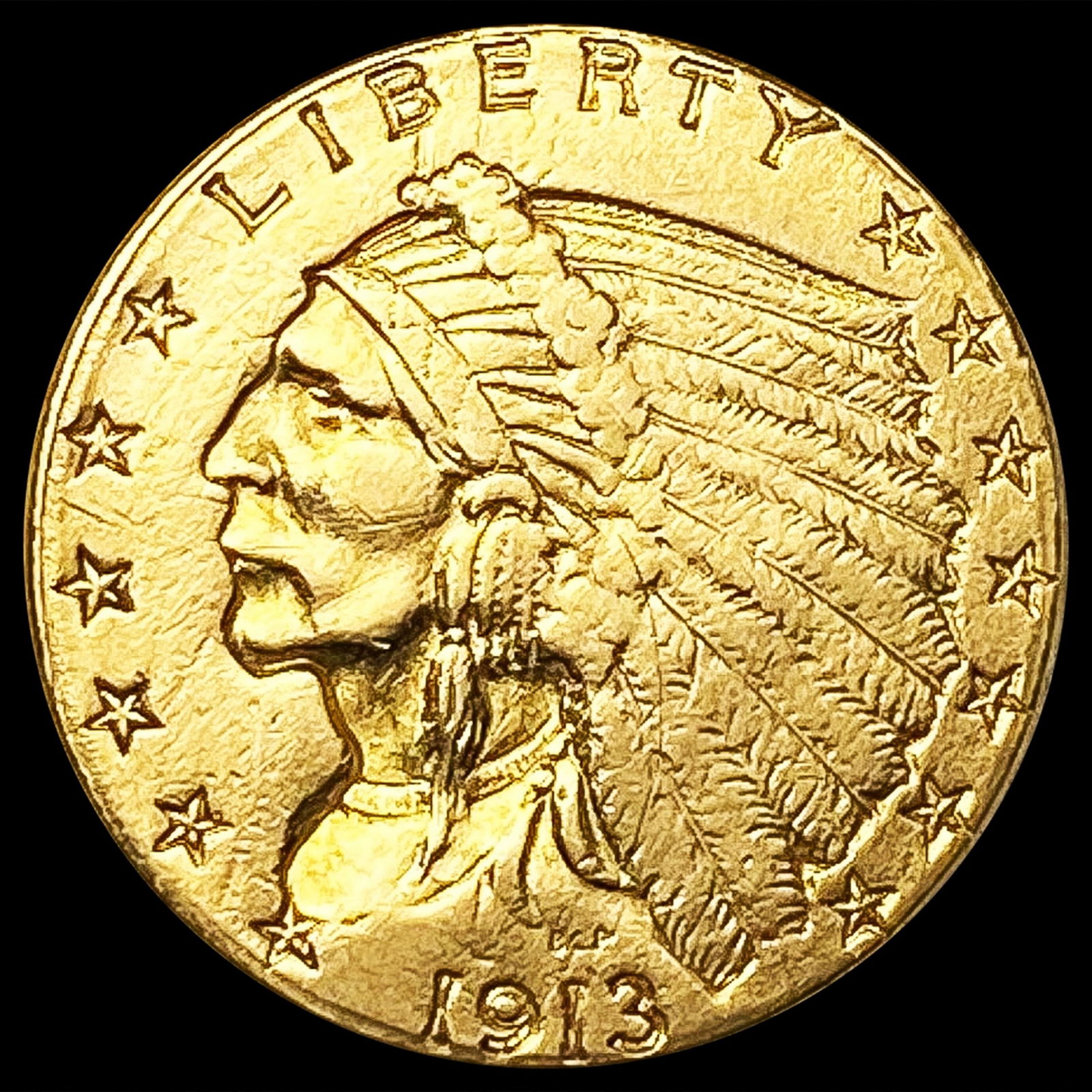 1913 $2.50 Gold Quarter Eagle CLOSELY UNCIRCULATED (1 of 2)