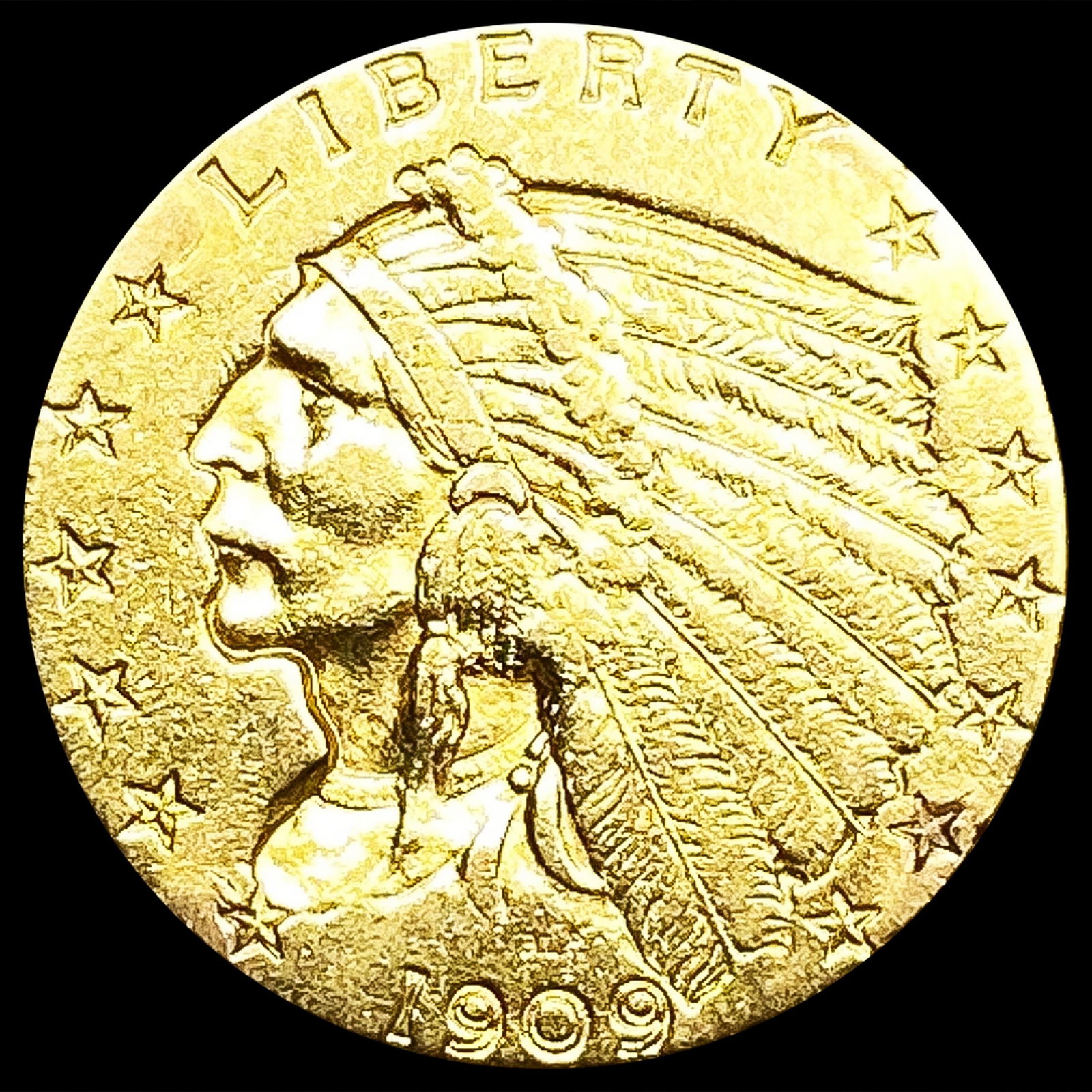 1909 $2.50 Gold Quarter Eagle CLOSELY UNCIRCULATED (1 of 2)